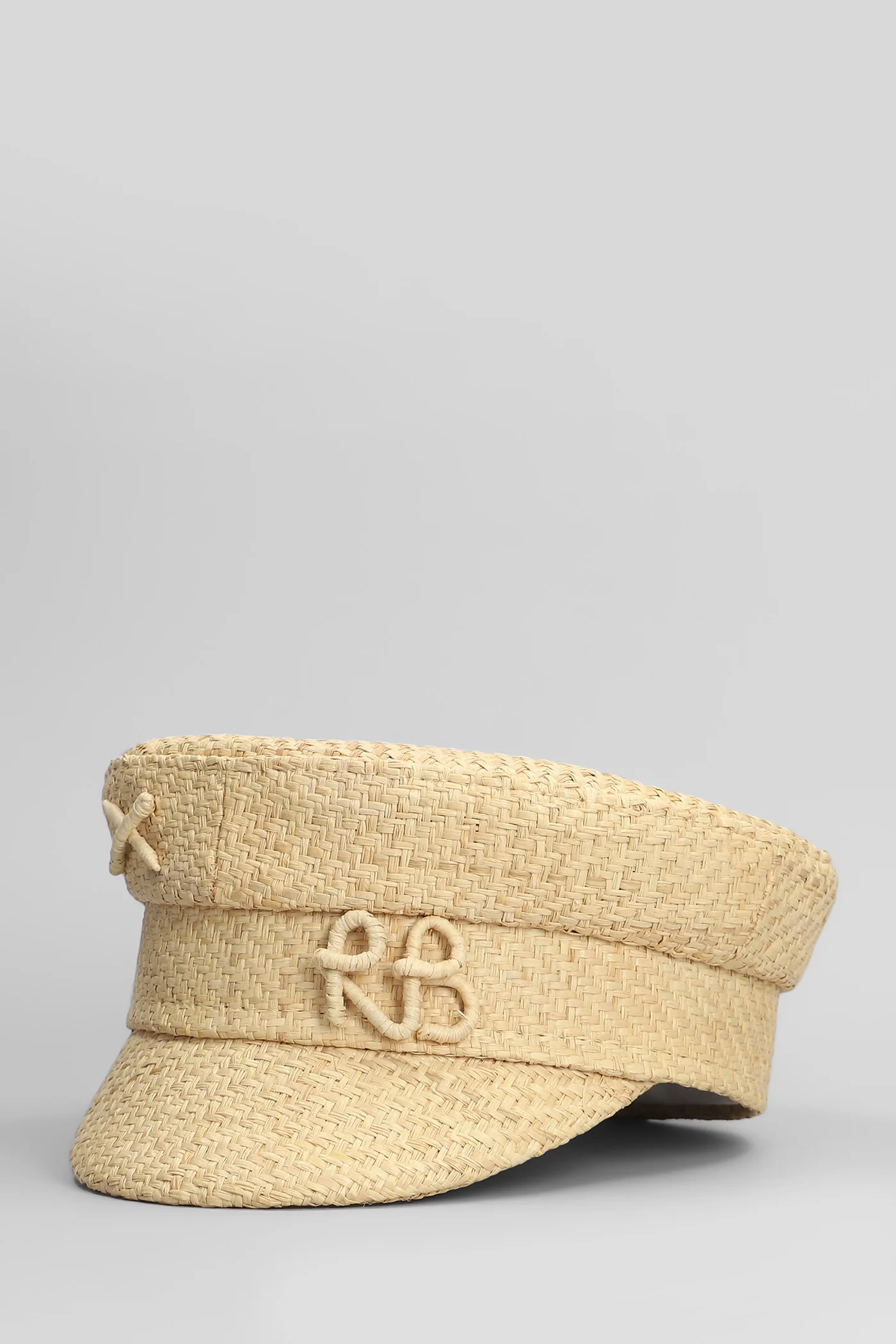 Straw Baker Boy Hats in beige raffia - Image 2