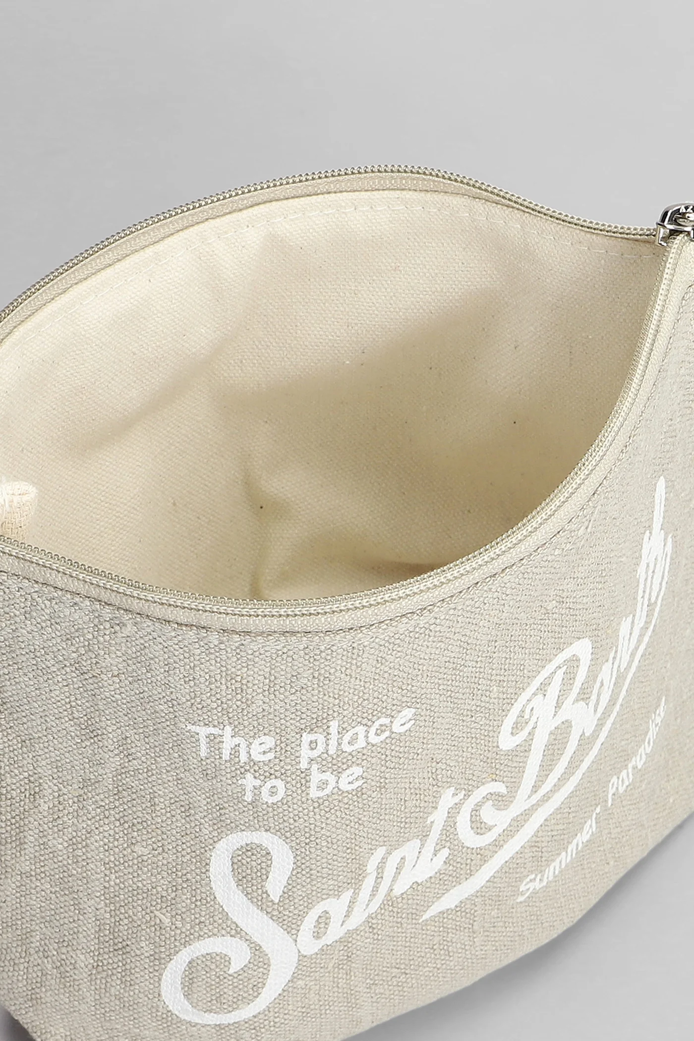 Aline Clutch in taupe linen - Image 8
