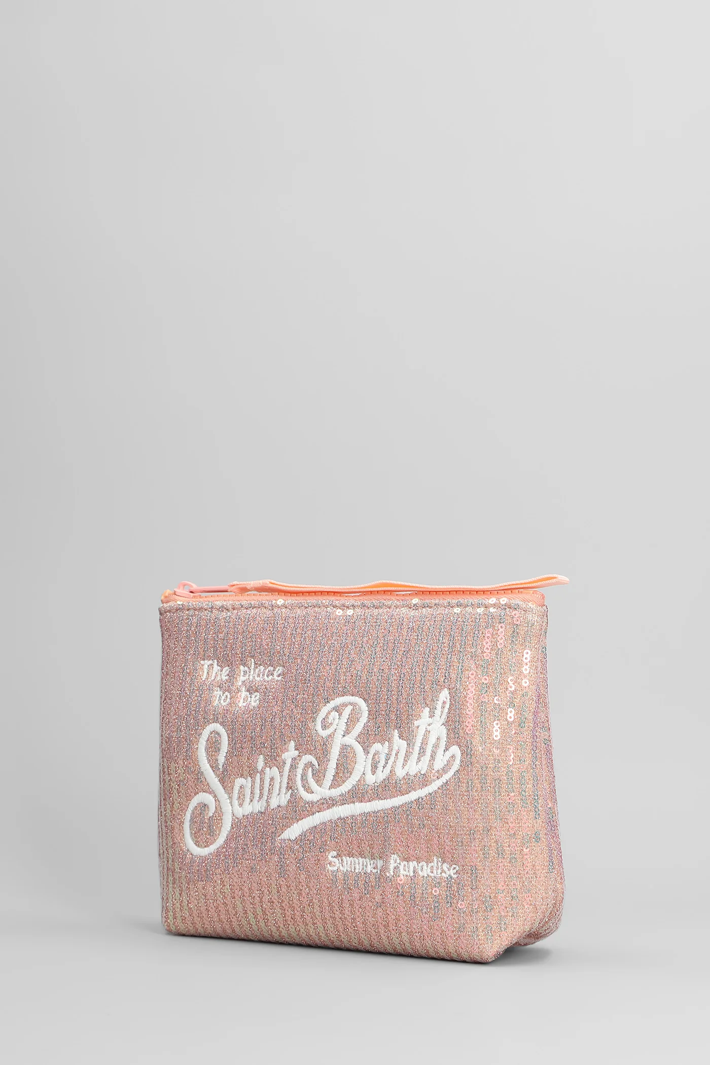 Aline paillettes Clutch in rose-pink polyester - Image 2