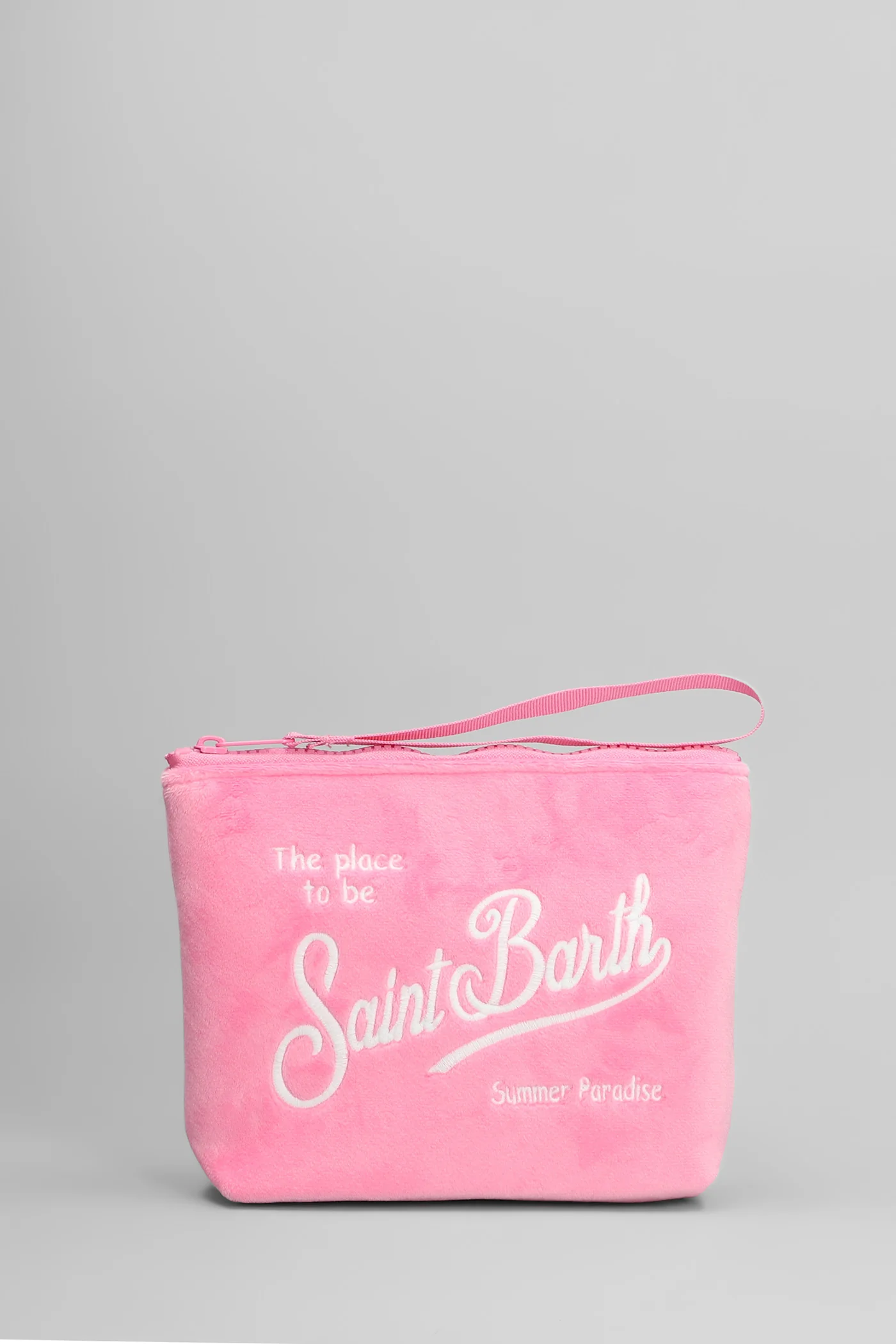 Aline velvet Clutch in rose-pink polyester