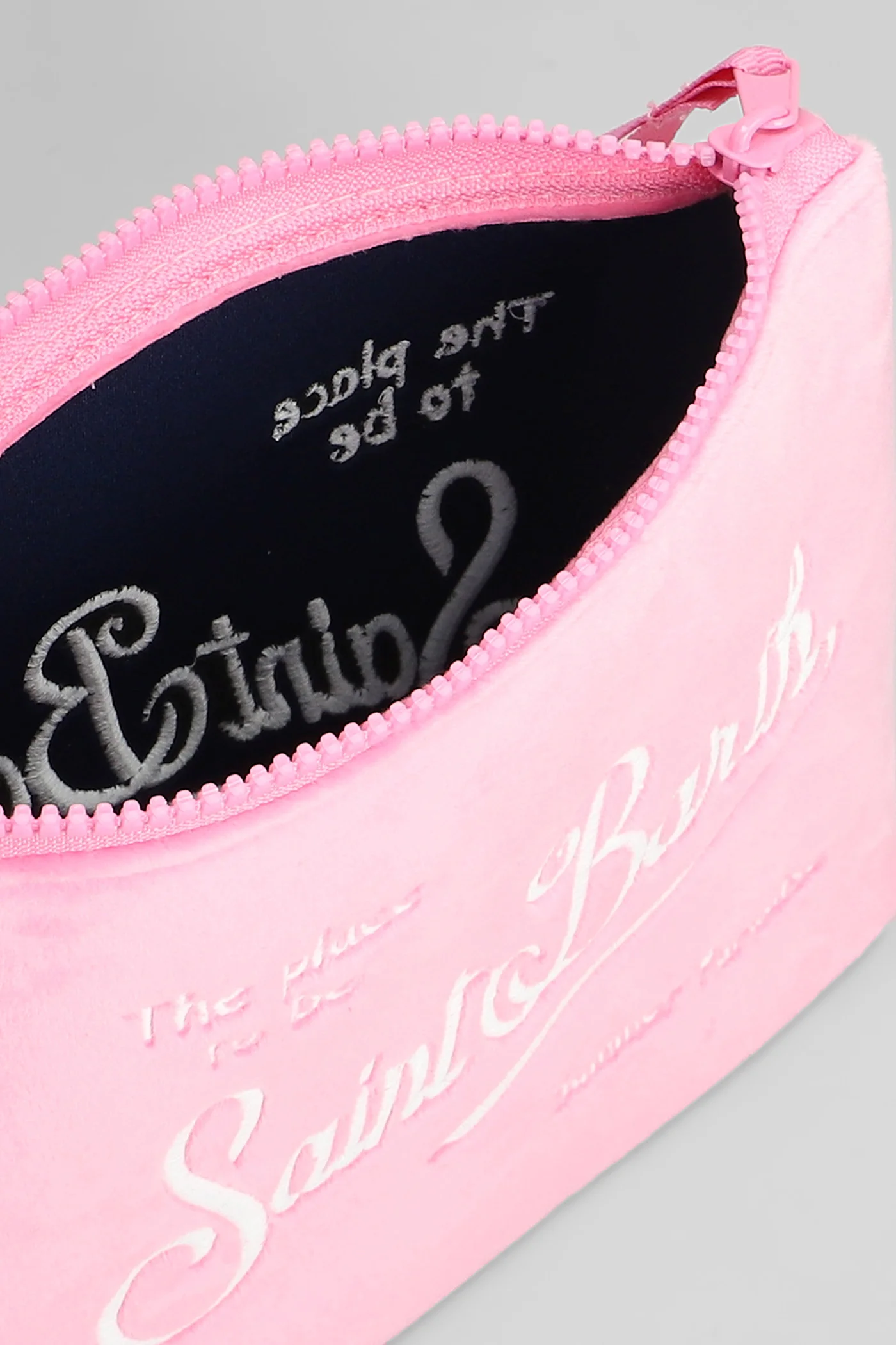 Aline velvet Clutch in rose-pink polyester - Image 4