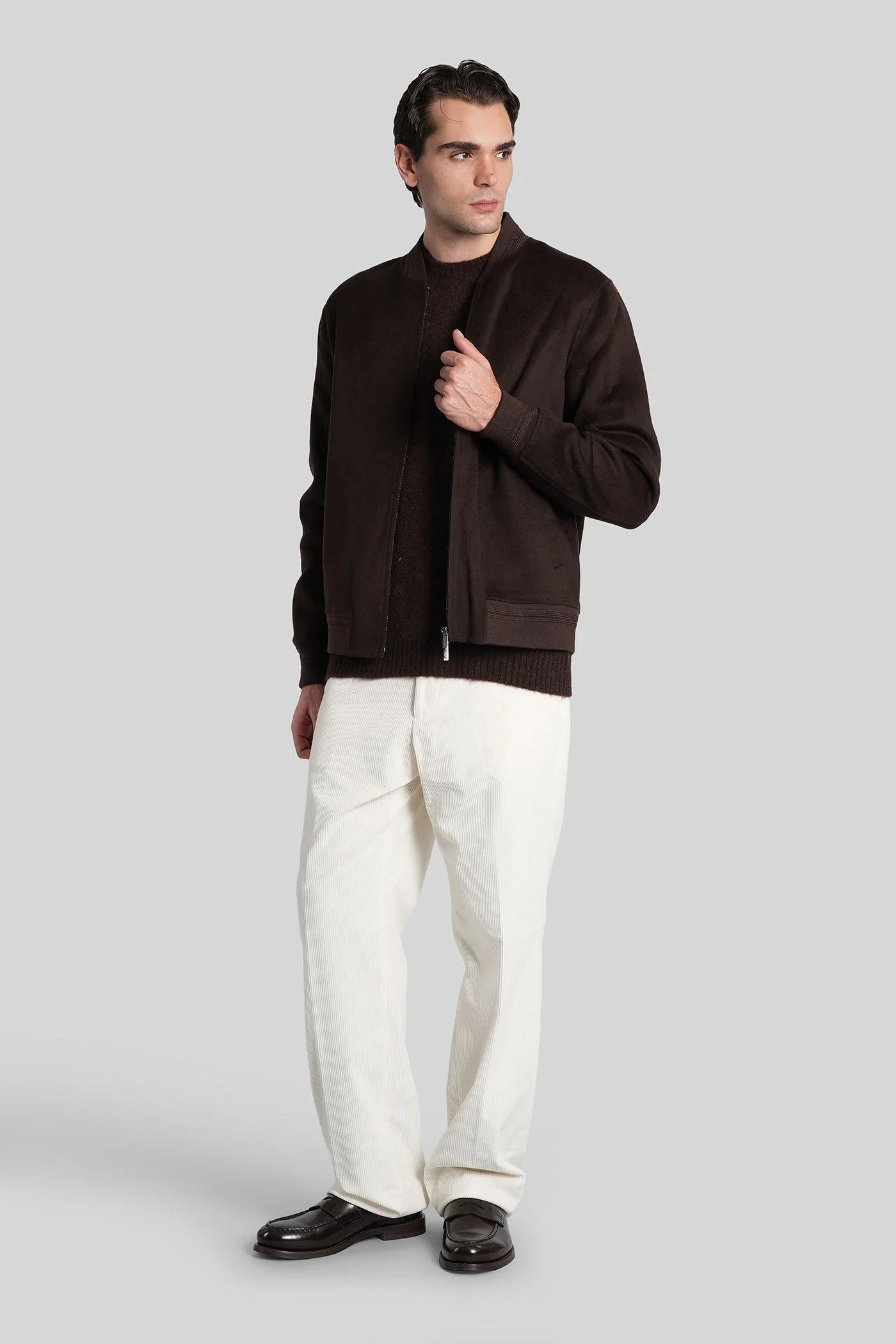 Camden wool Bomber Jacket in brown wool - Image 2