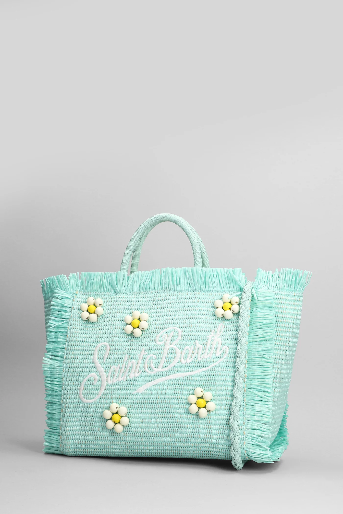 Colette straw n Tote in cyan raffia - Image 2