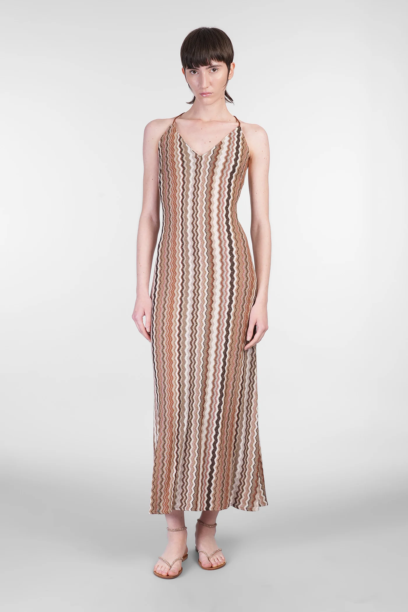 Eydis Long dress in brown viscose
