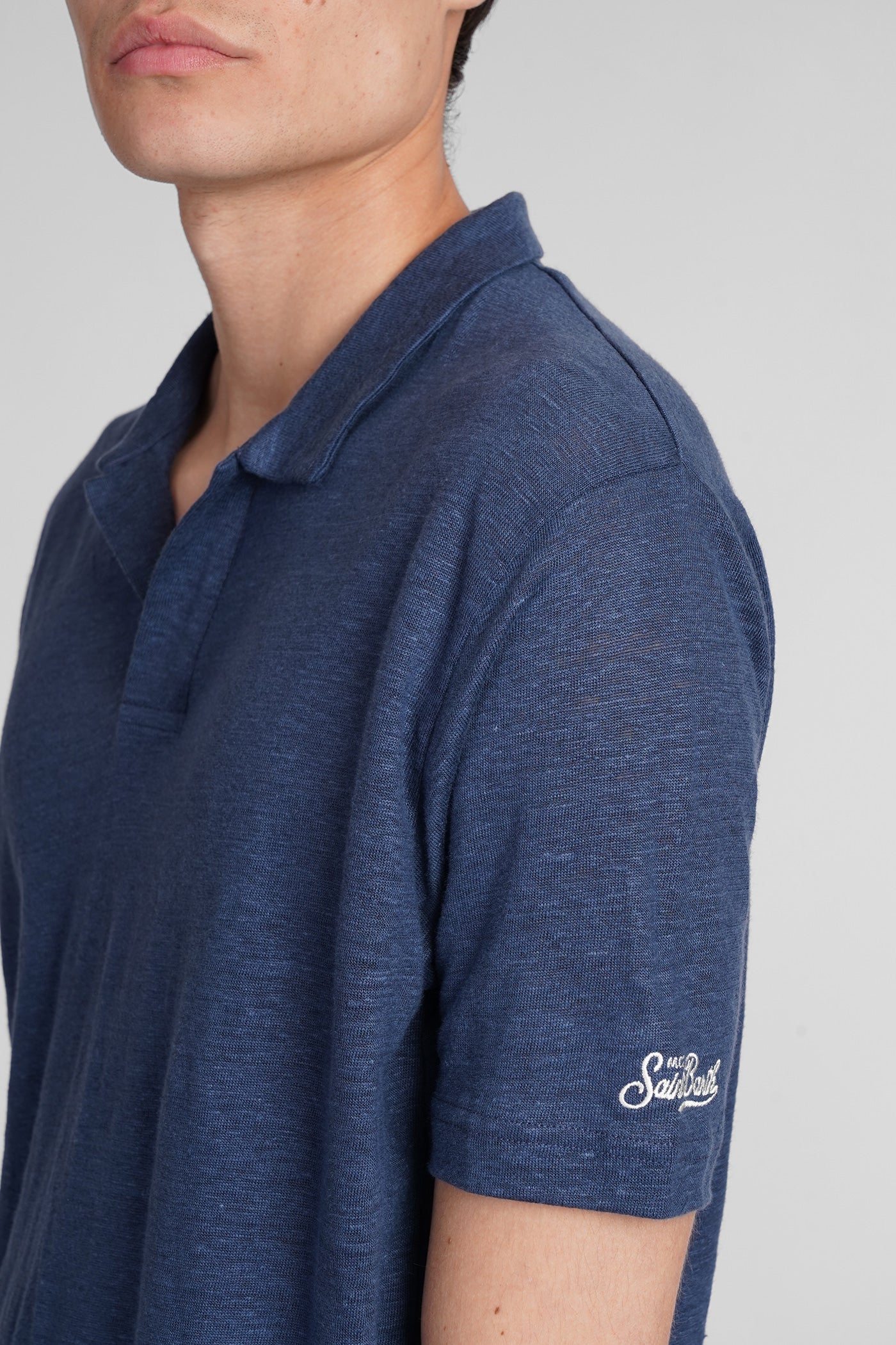 Fraser Polo in blue linen - Image 5