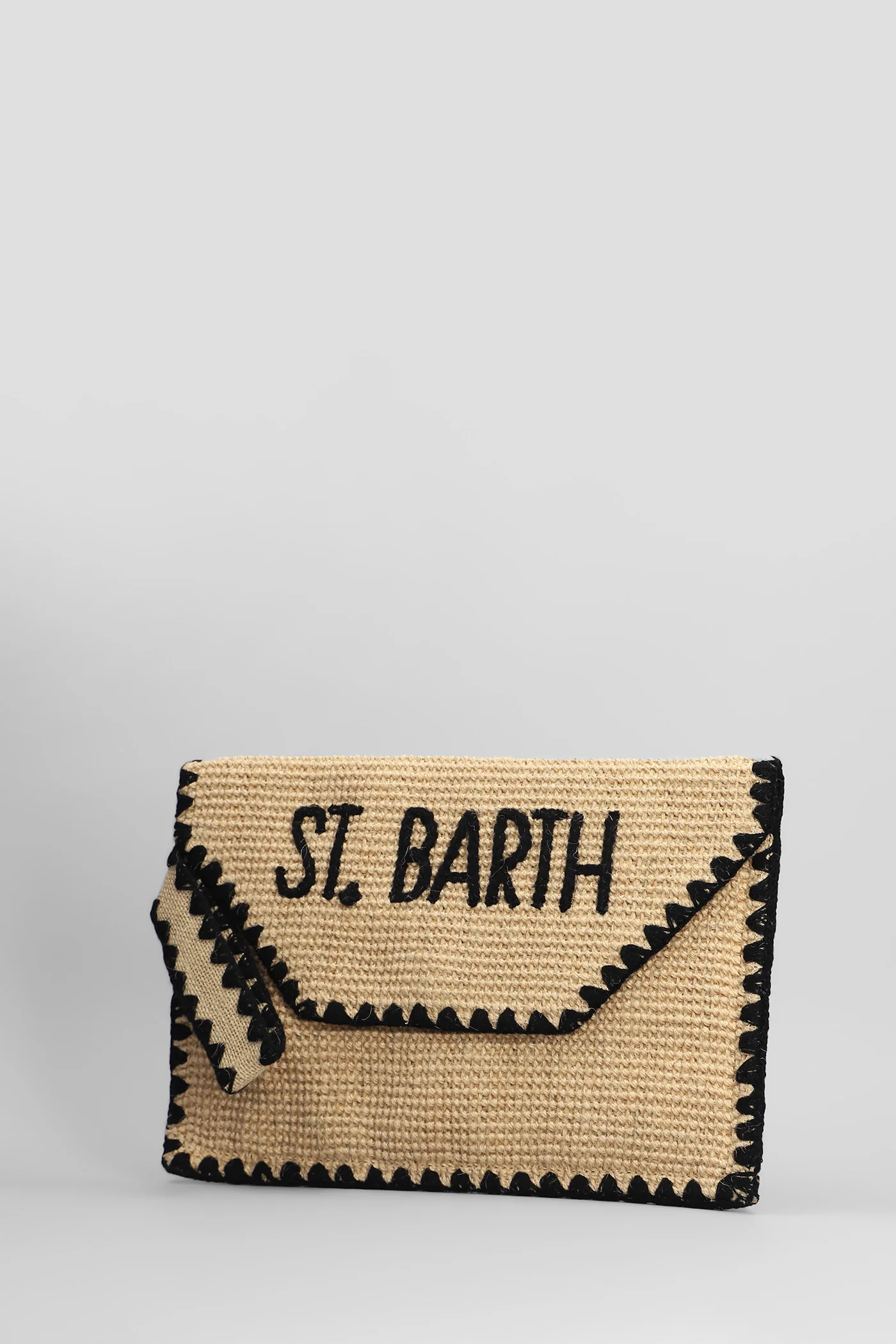 Jute envelope Clutch in beige raffia - Image 2