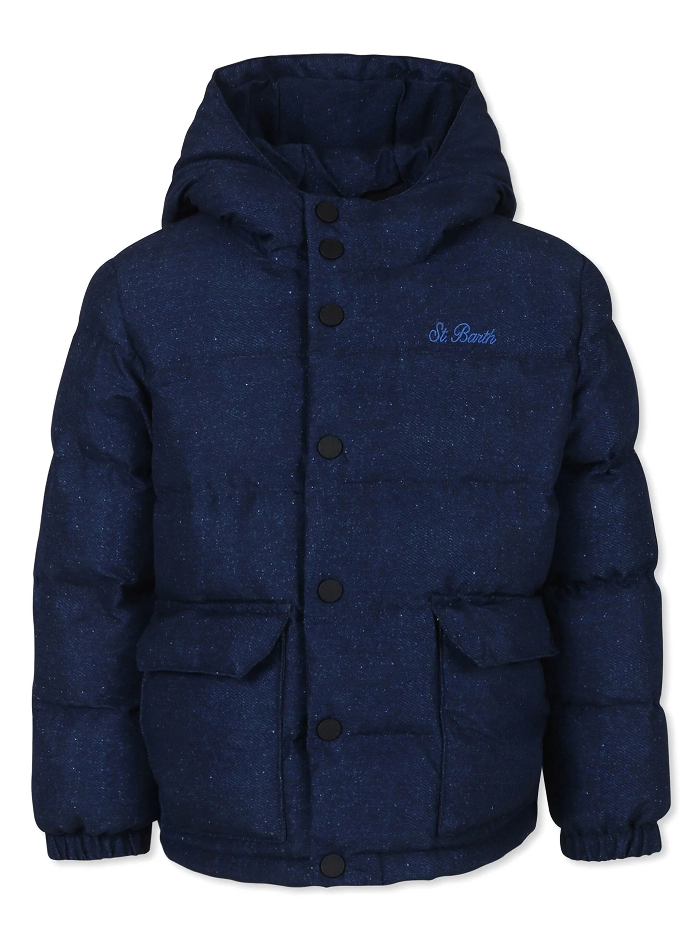 Snoopy cold puffer in blue polyester