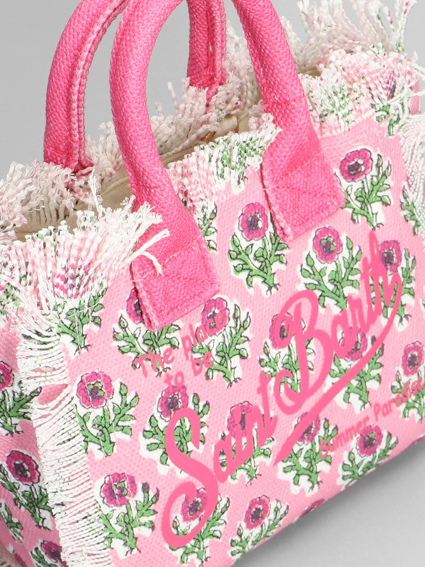 Vanity mini Hand bag in rose-pink cotton - Image 4