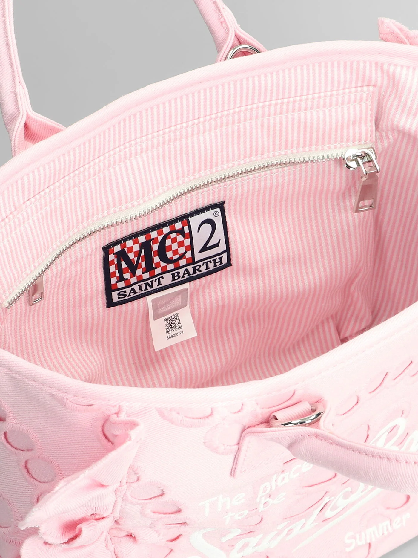 Vanity mini volant Tote in rose-pink cotton - Image 4