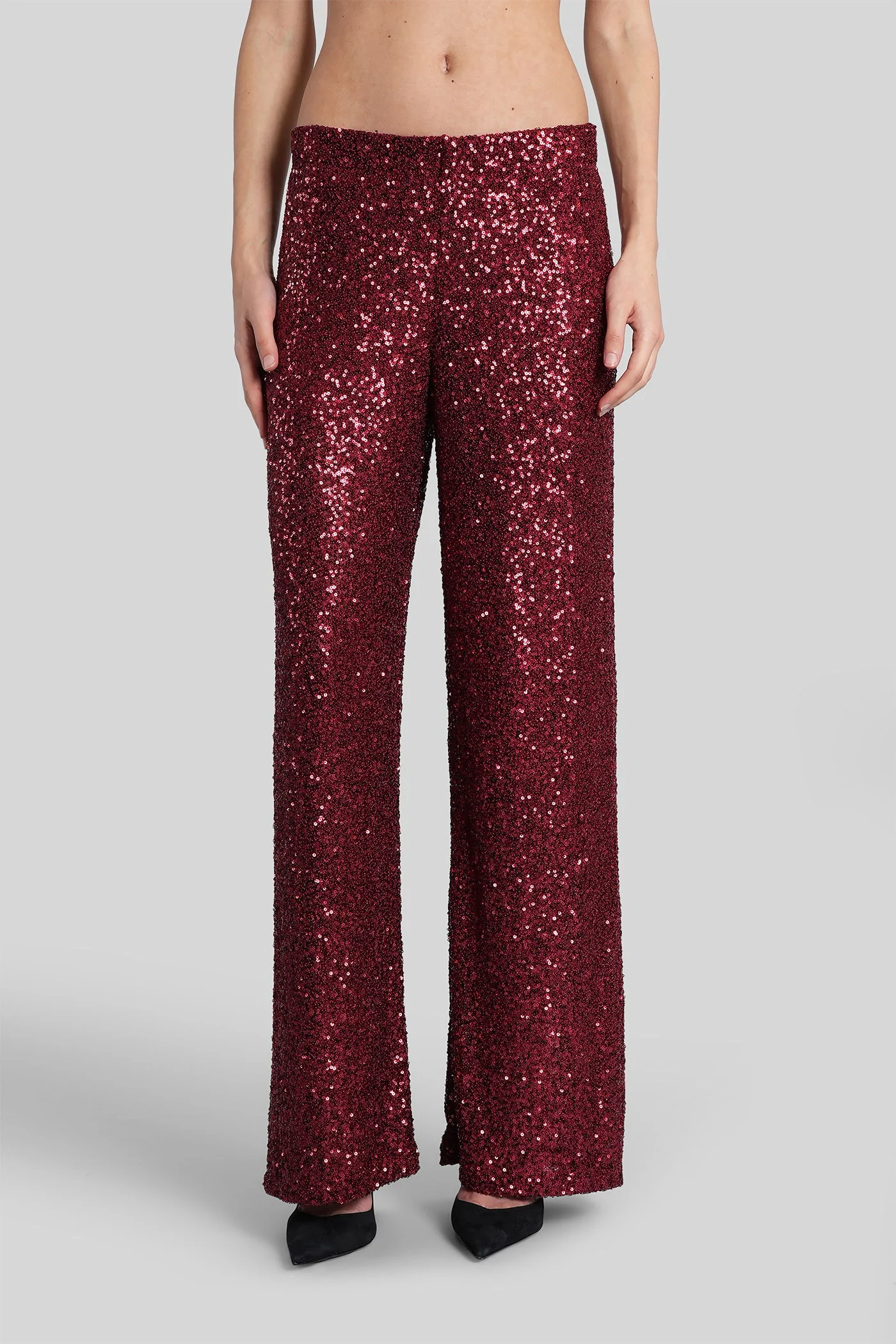 Lucette paillettes Pants in bordeaux polyester