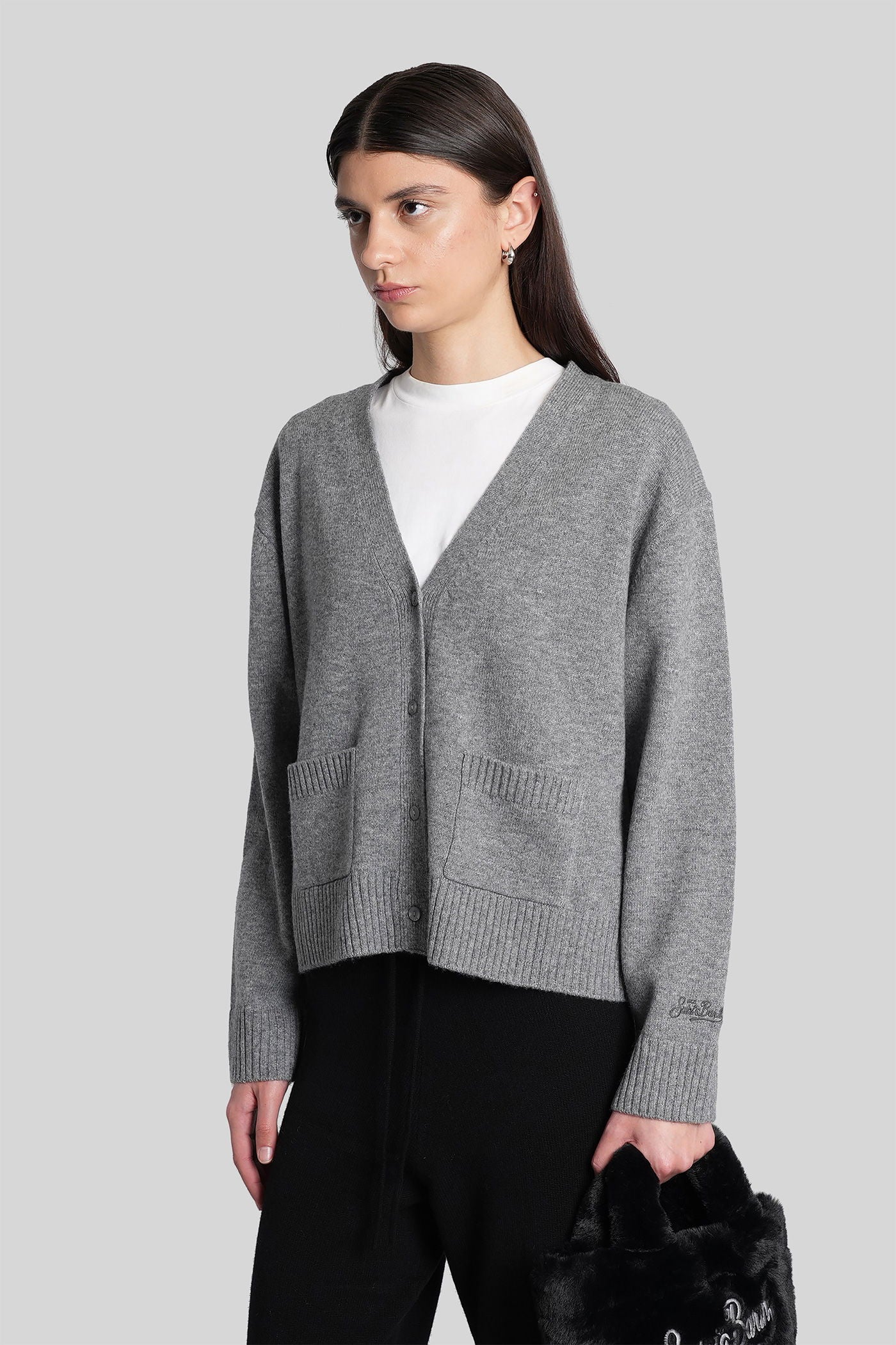 Madie wool Cardigan in grey wool - Image 4