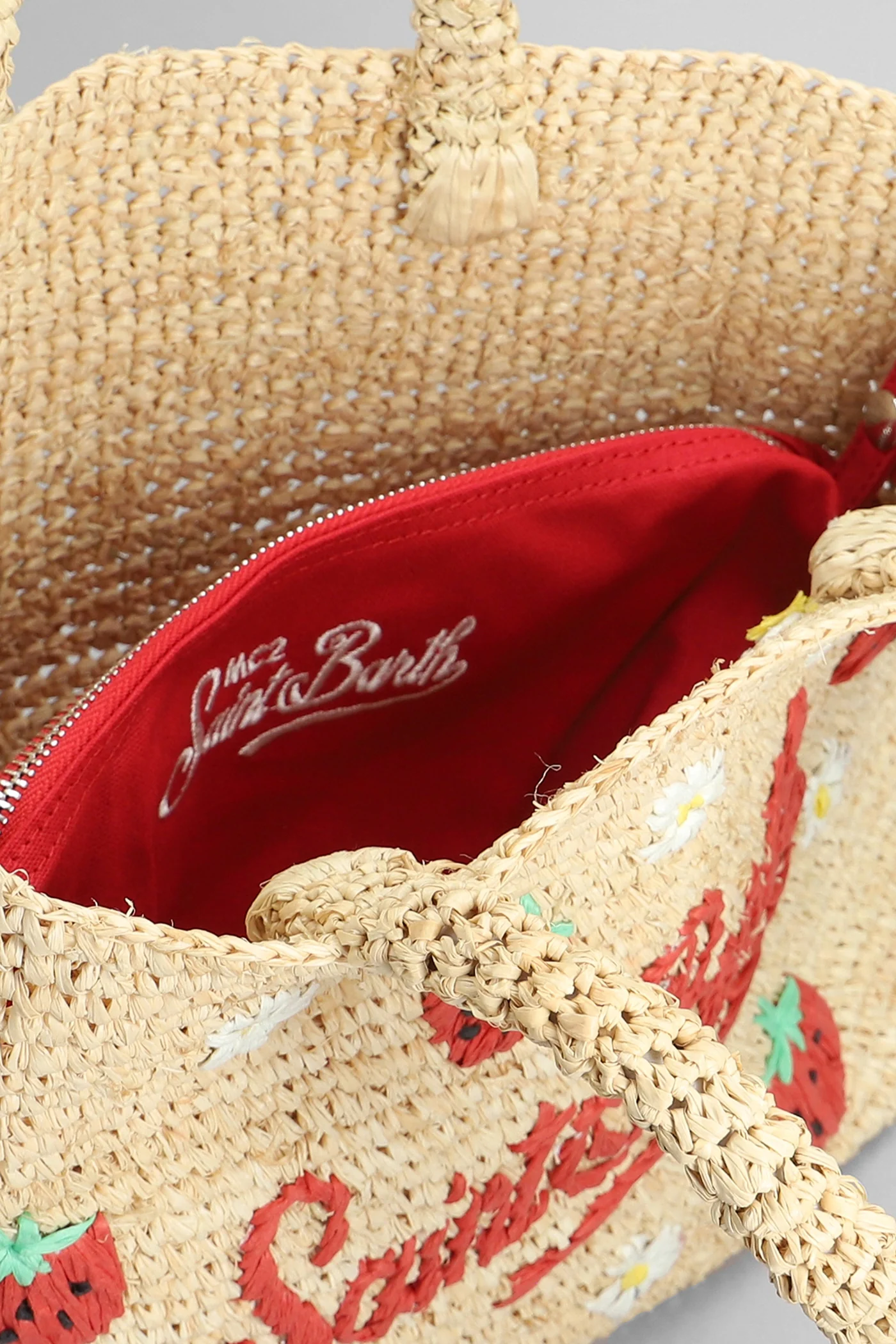 Raffia beach mid Tote in beige raffia - Image 4