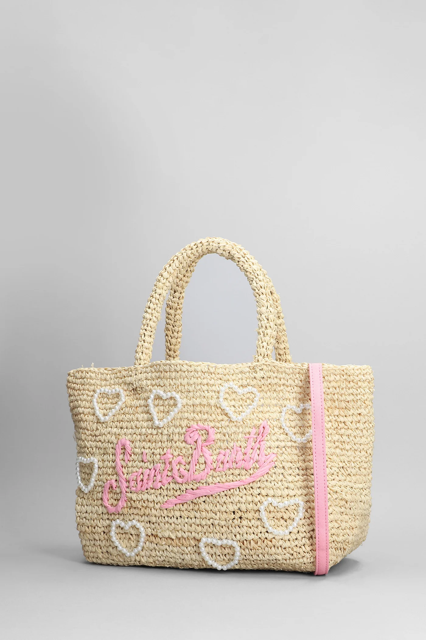 Raffia beach mid Tote in beige raffia - Image 2