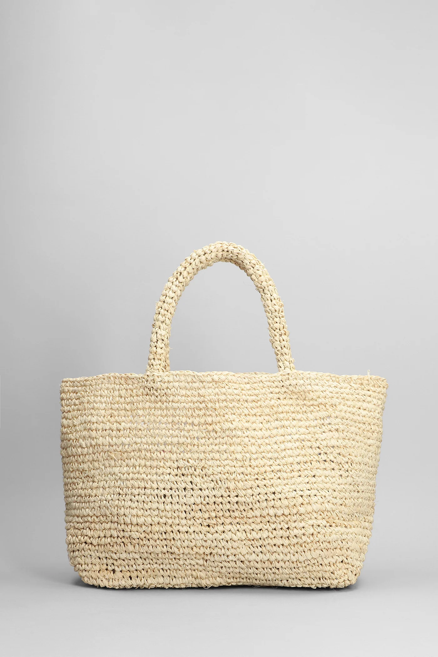 Raffia beach mid Tote in beige raffia - Image 3