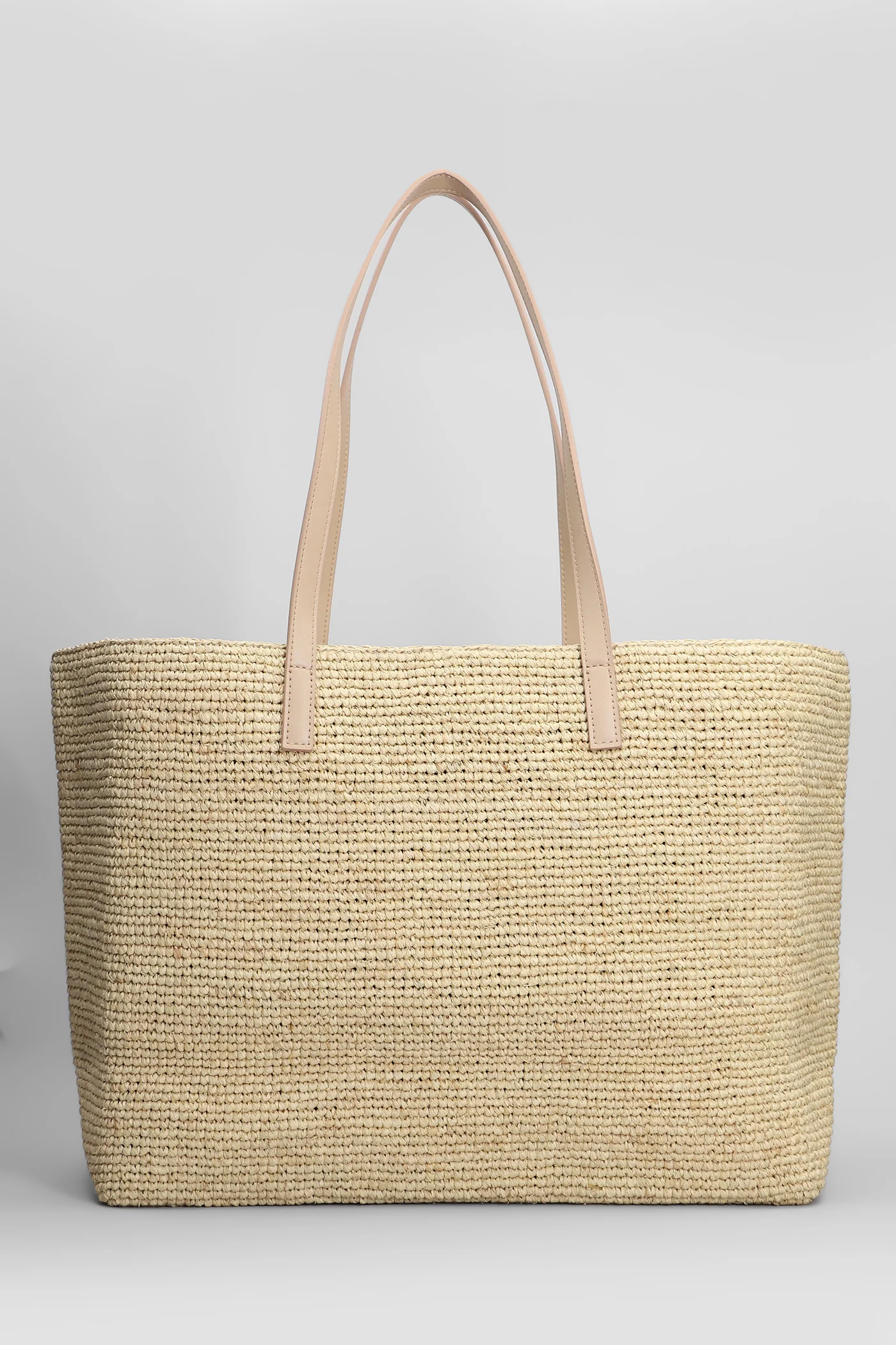 Raffia city Tote in beige raffia - Image 3