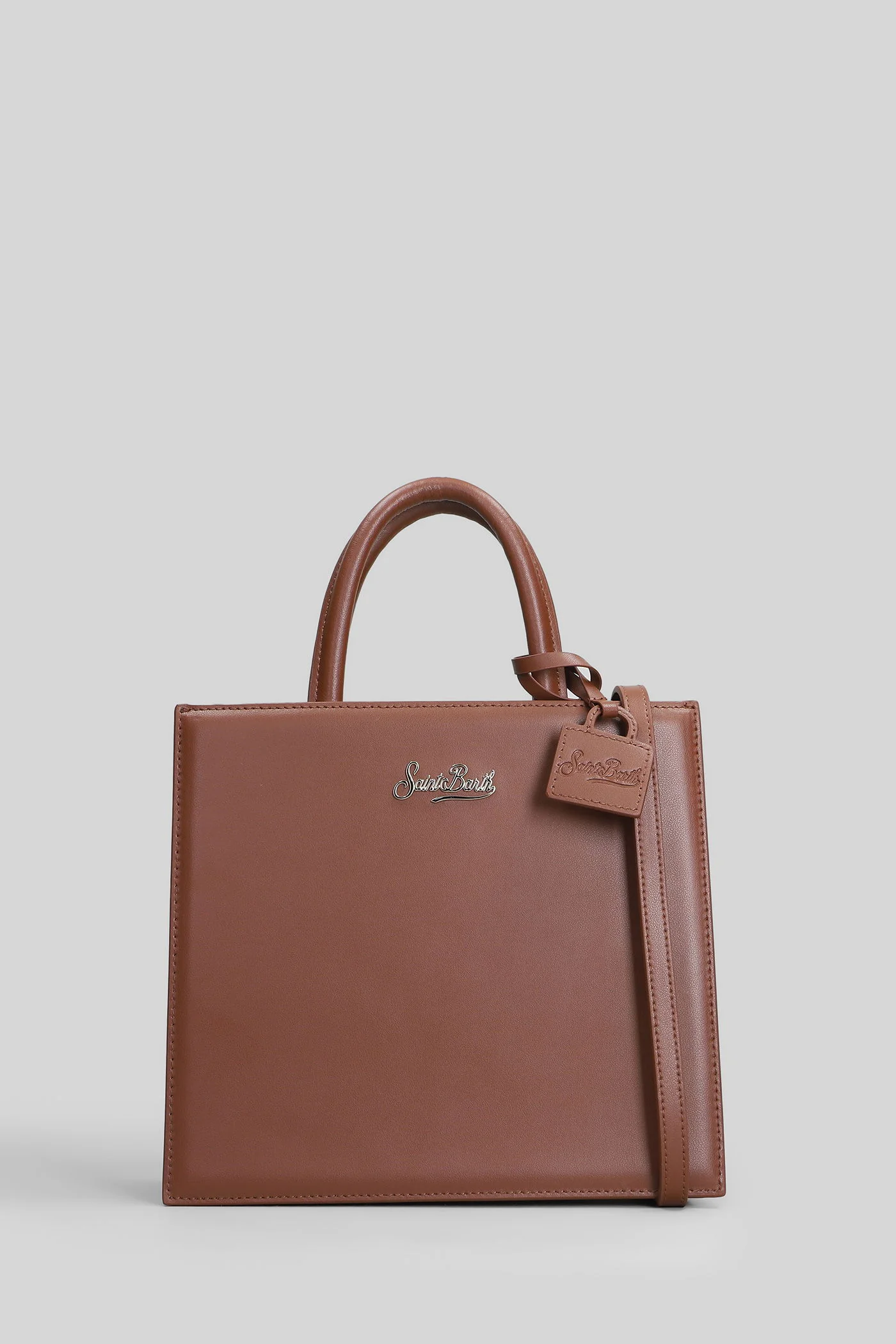 Shop bag midi Tote in brown leather