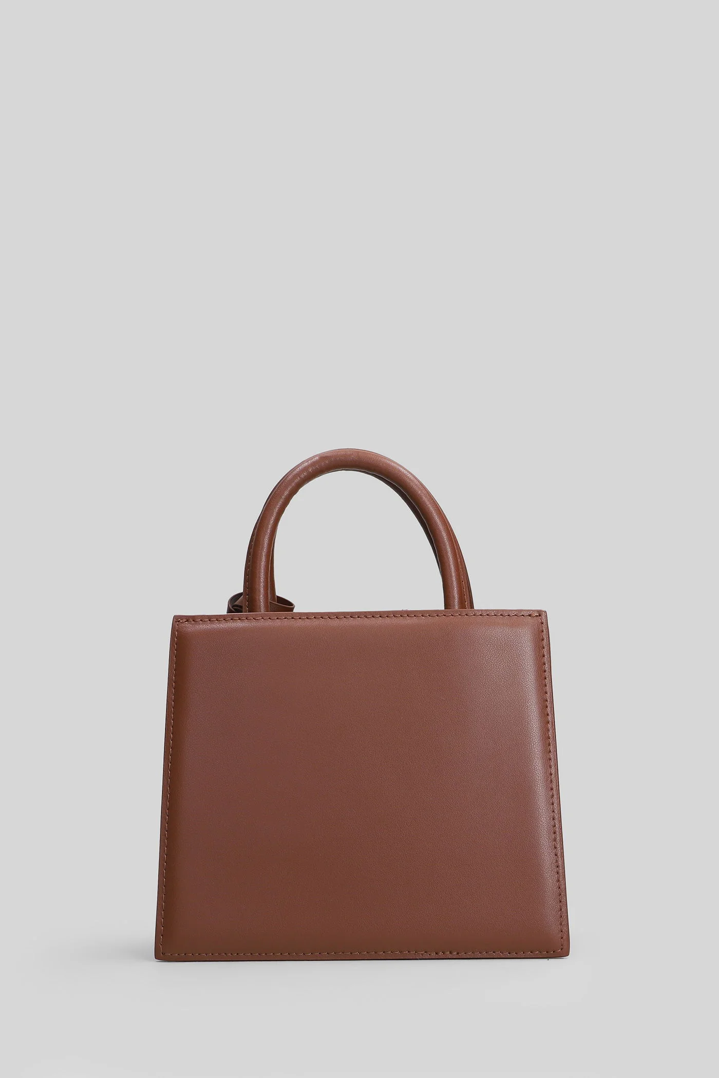Shop bag mini Tote in brown leather - Image 3
