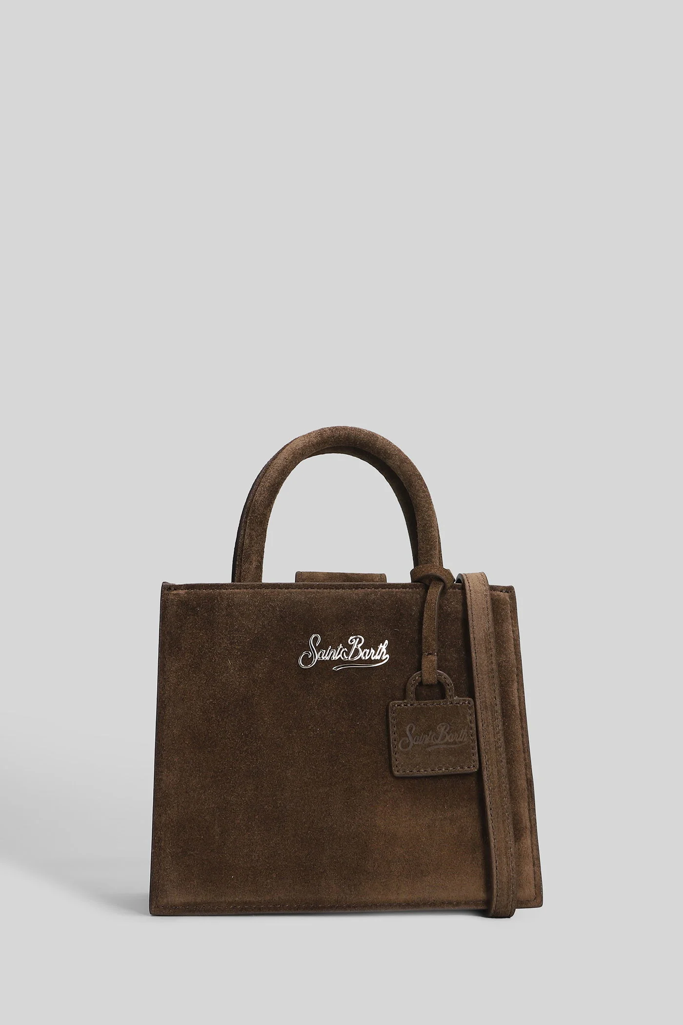 Shop bag mini Tote in brown suede