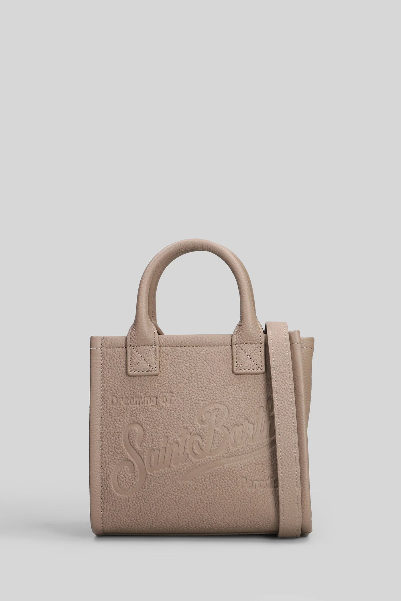 Vanity bag mini Tote in taupe leather