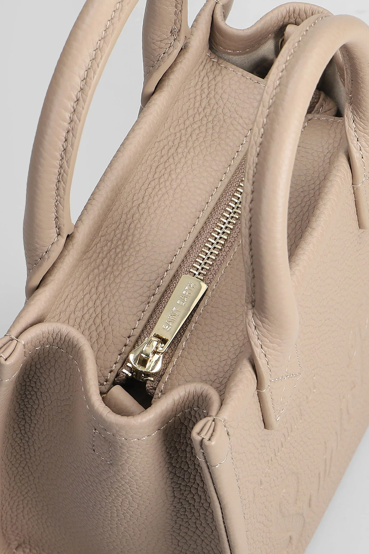 Vanity bag mini Tote in taupe leather - Image 4