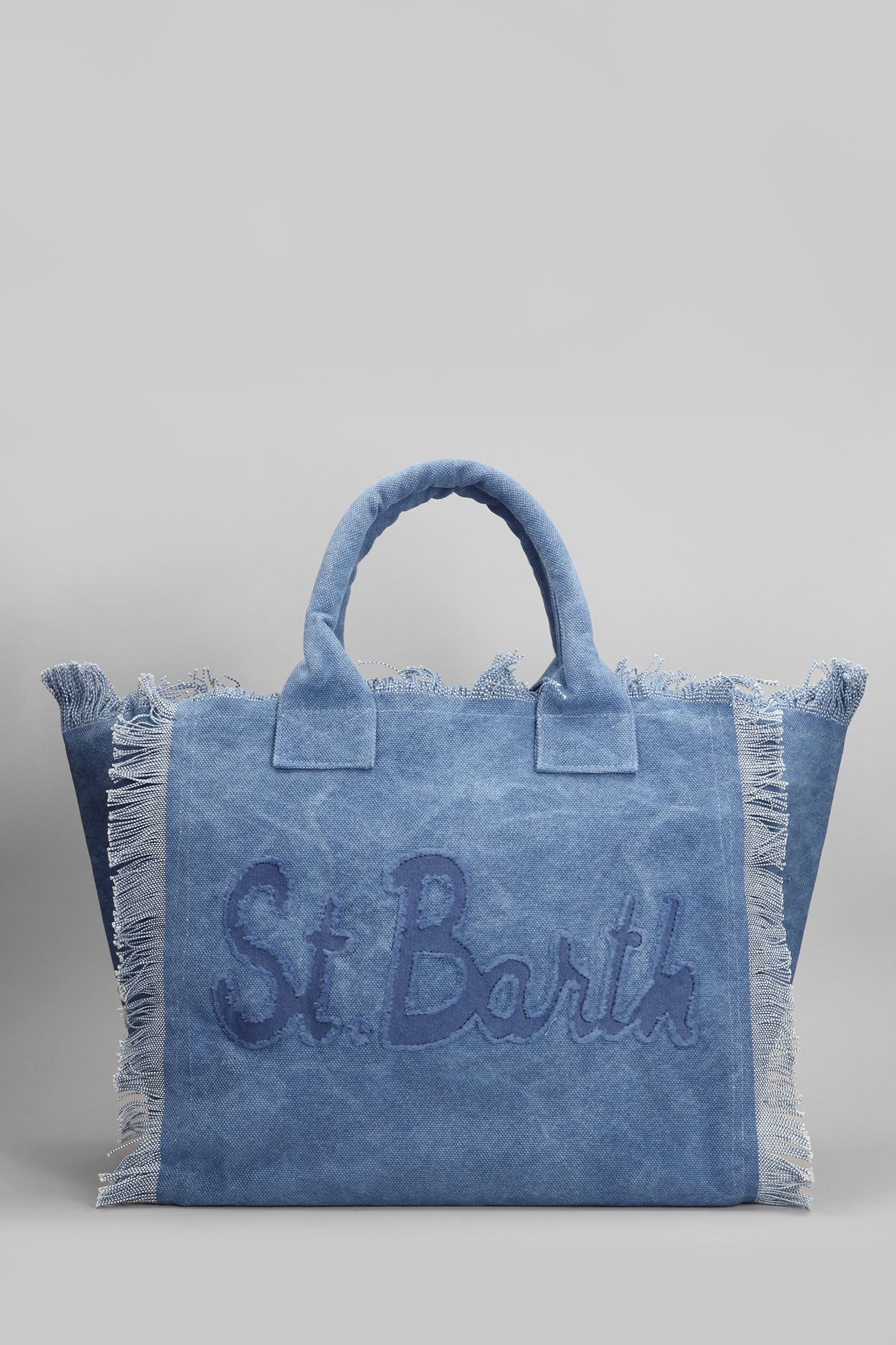 Vanity patch Tote in blue cotton