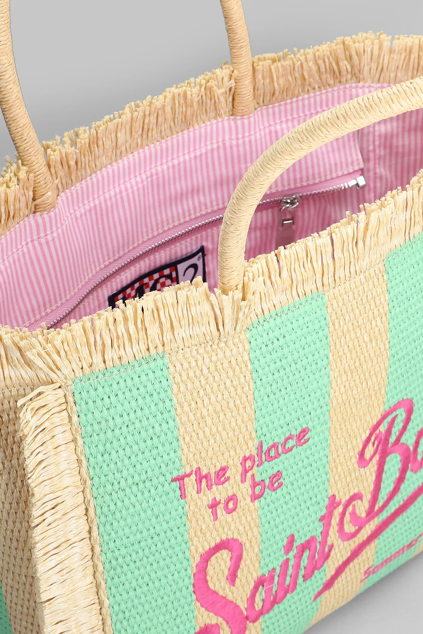 Vanity straw n Tote in beige raffia - Image 4