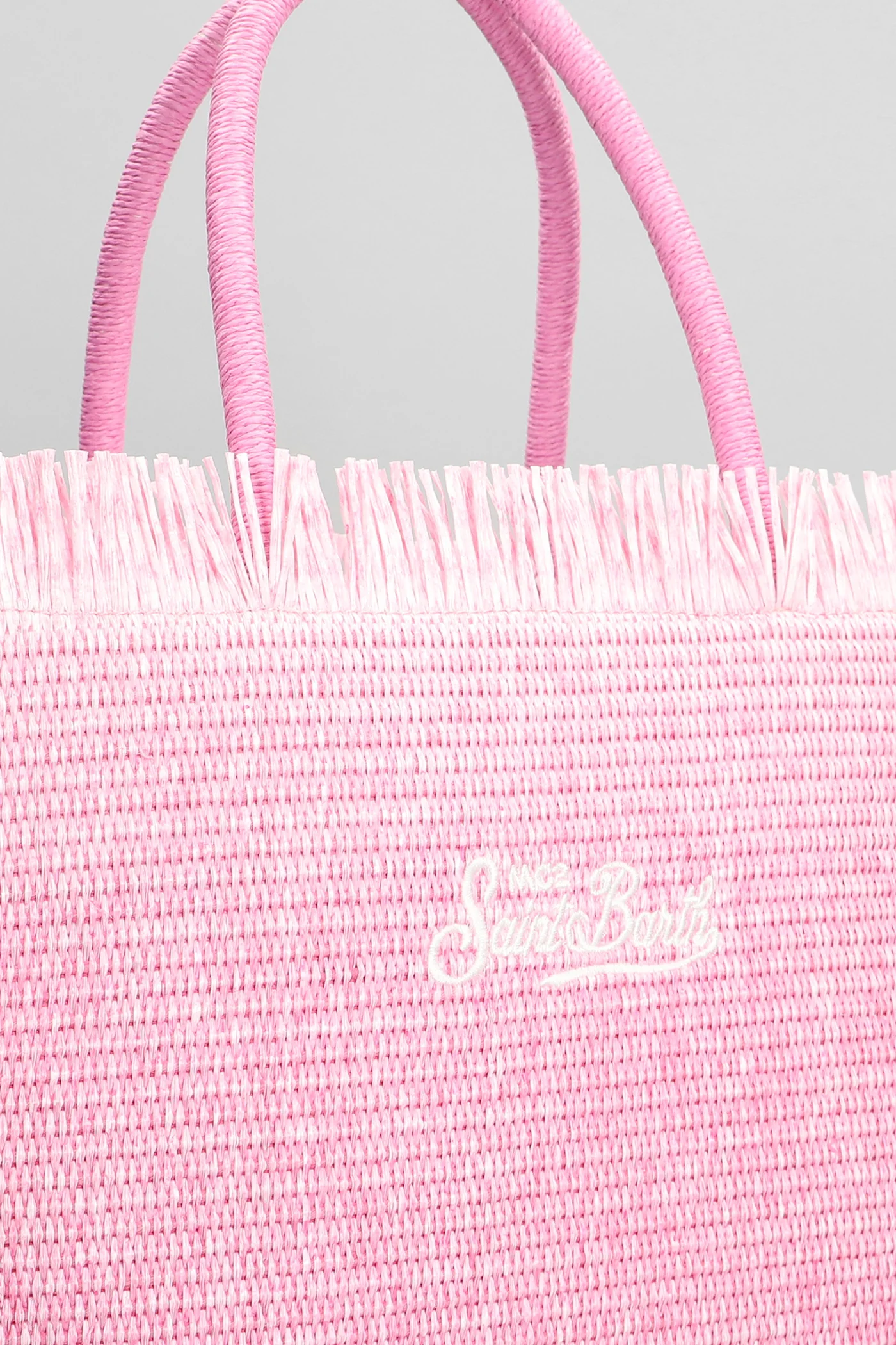 Vanity straw n Tote in rose-pink raffia - Image 4
