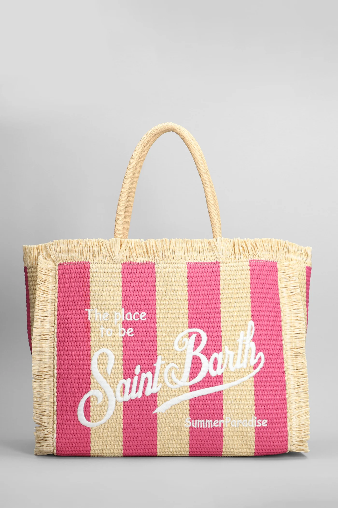Vanity straw n Tote in rose-pink raffia
