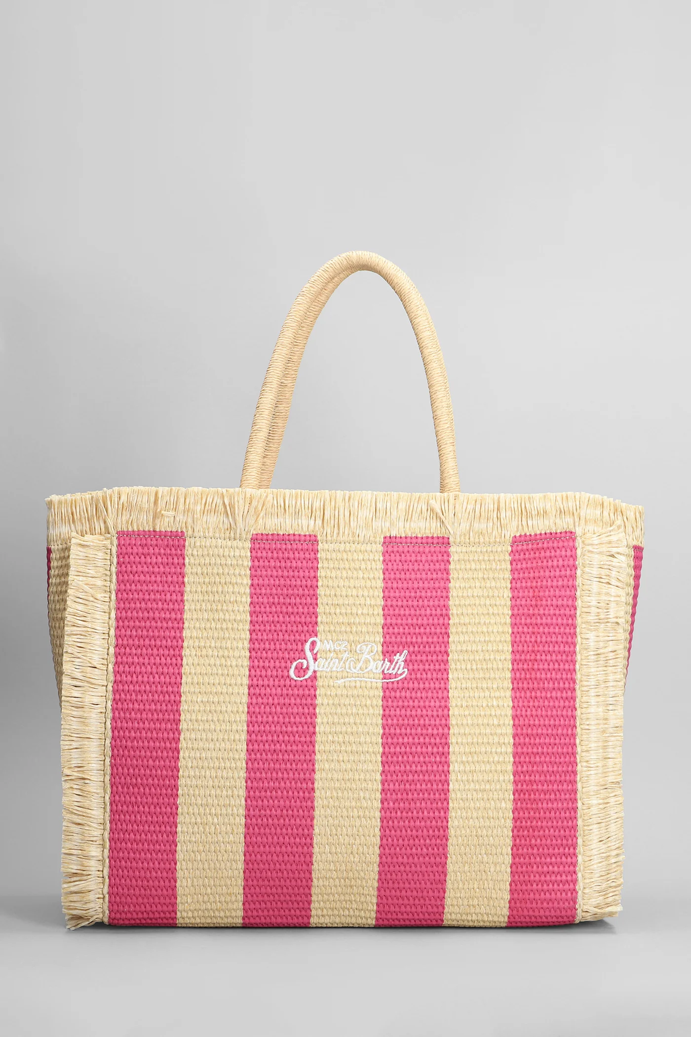 Vanity straw n Tote in rose-pink raffia - Image 3
