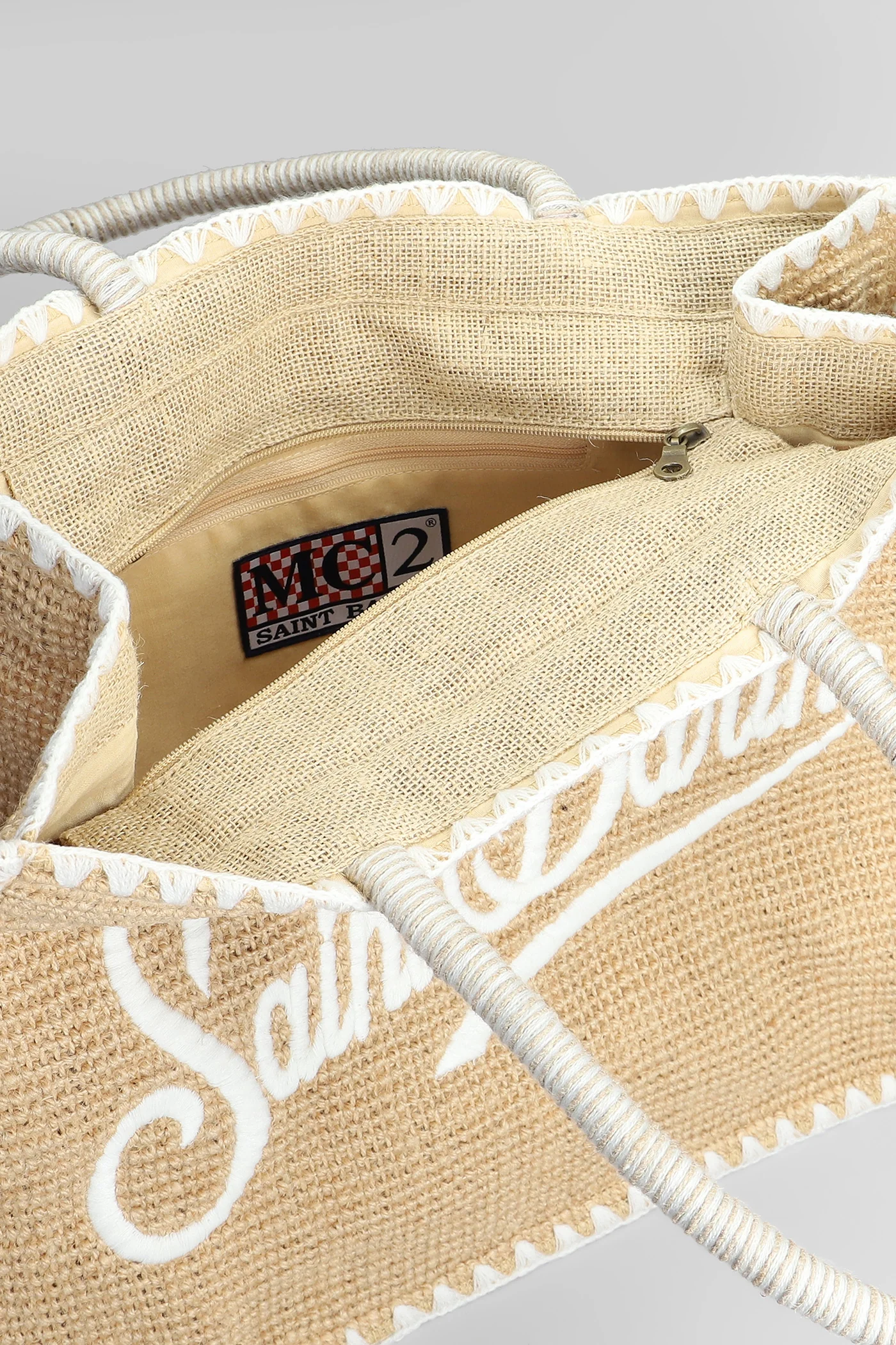 Vivian jute Tote in beige raffia - Image 4