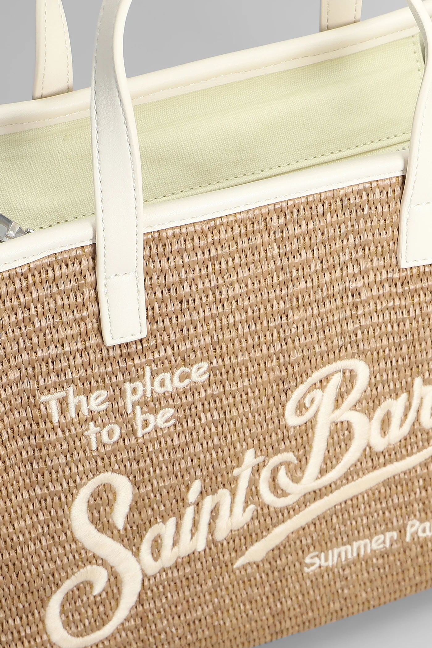 Vivian mid straw Tote in beige raffia - Image 4