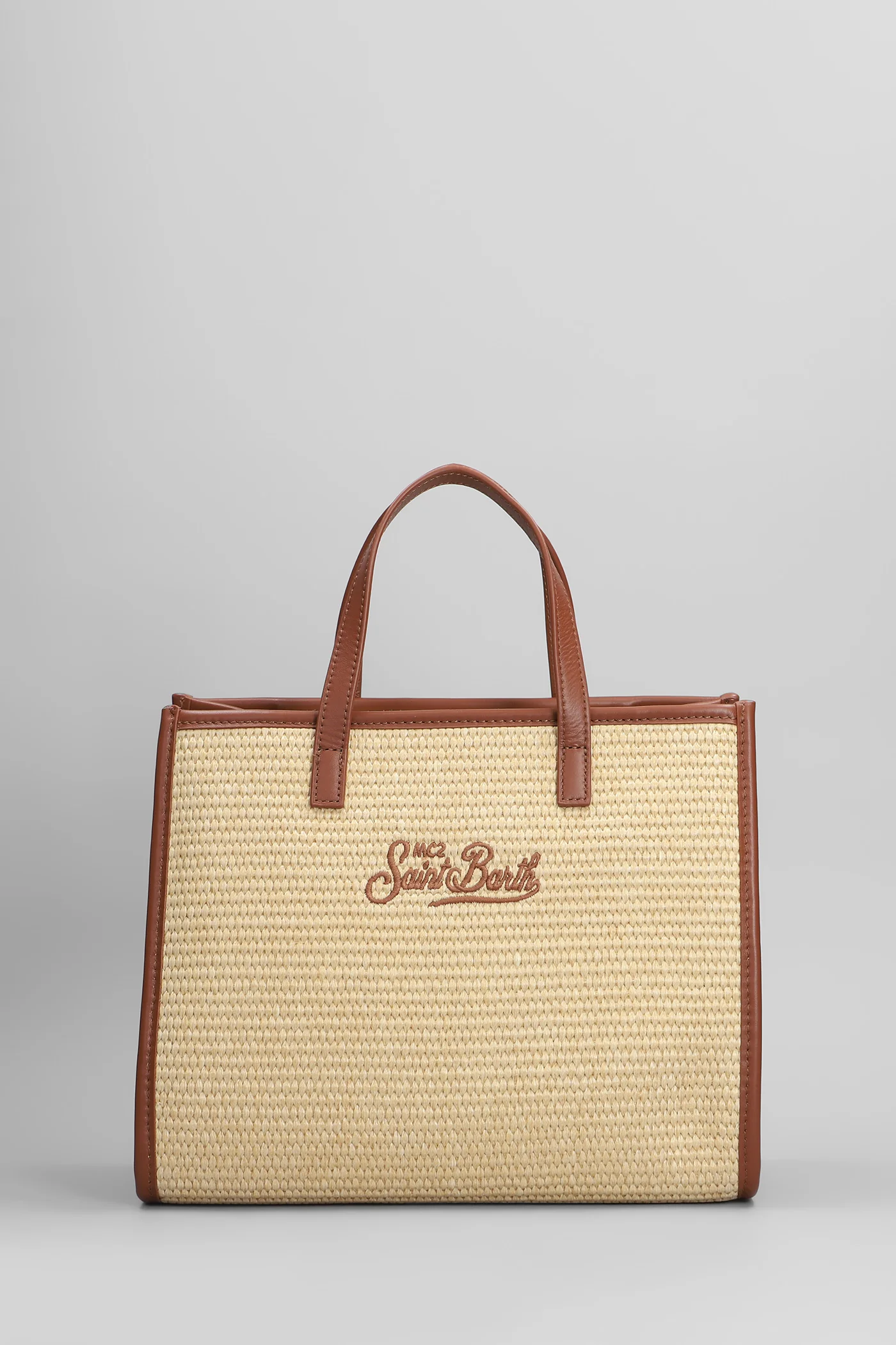 Vivian mid straw Tote in beige raffia - Image 3