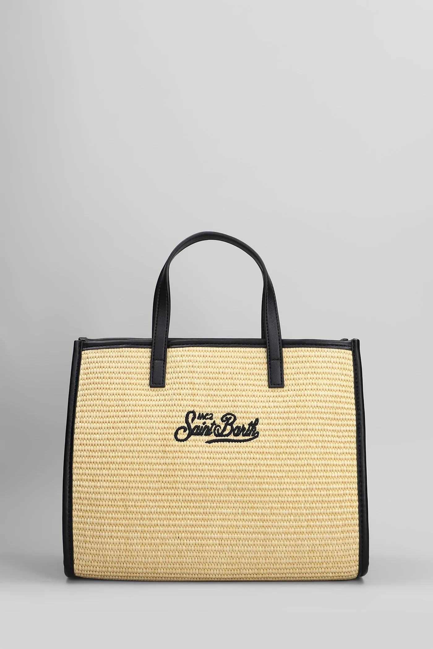 Vivian mid straw Tote in beige raffia - Image 3