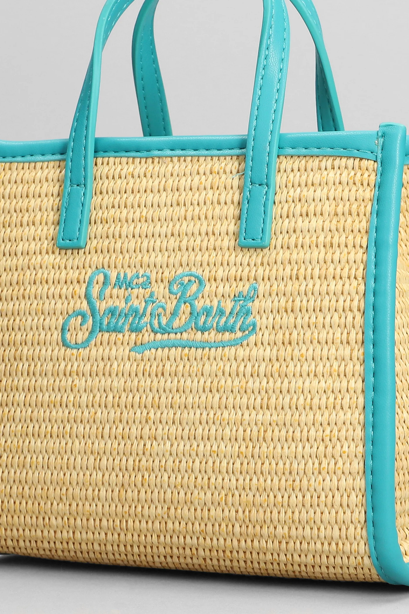 Vivian mini straw Tote in beige raffia - Image 4