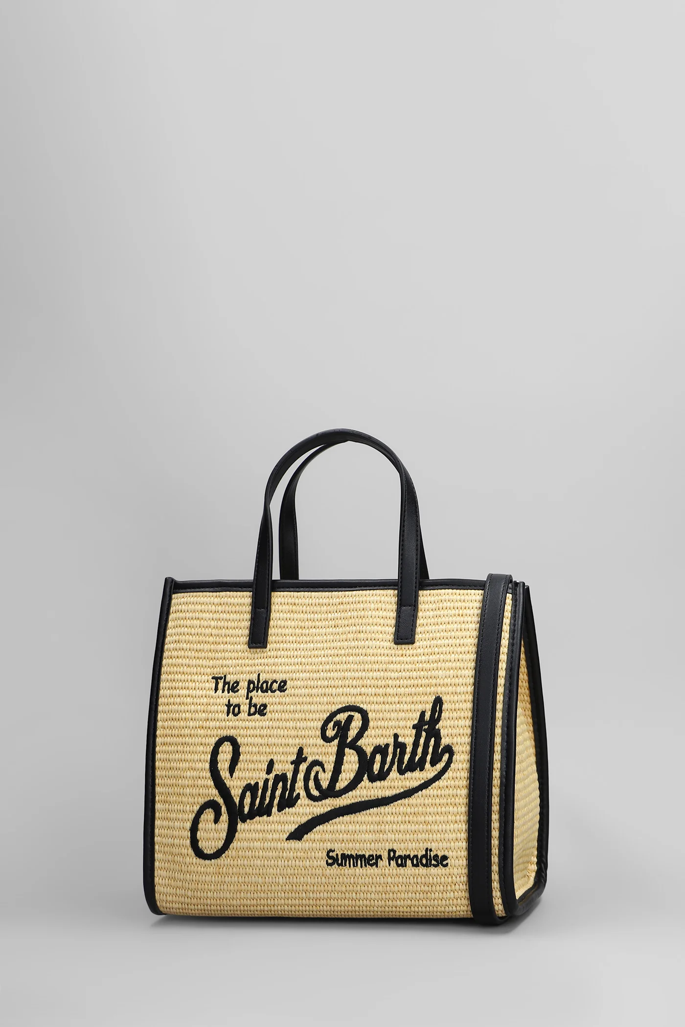 Vivian mini straw Tote in beige raffia - Image 2