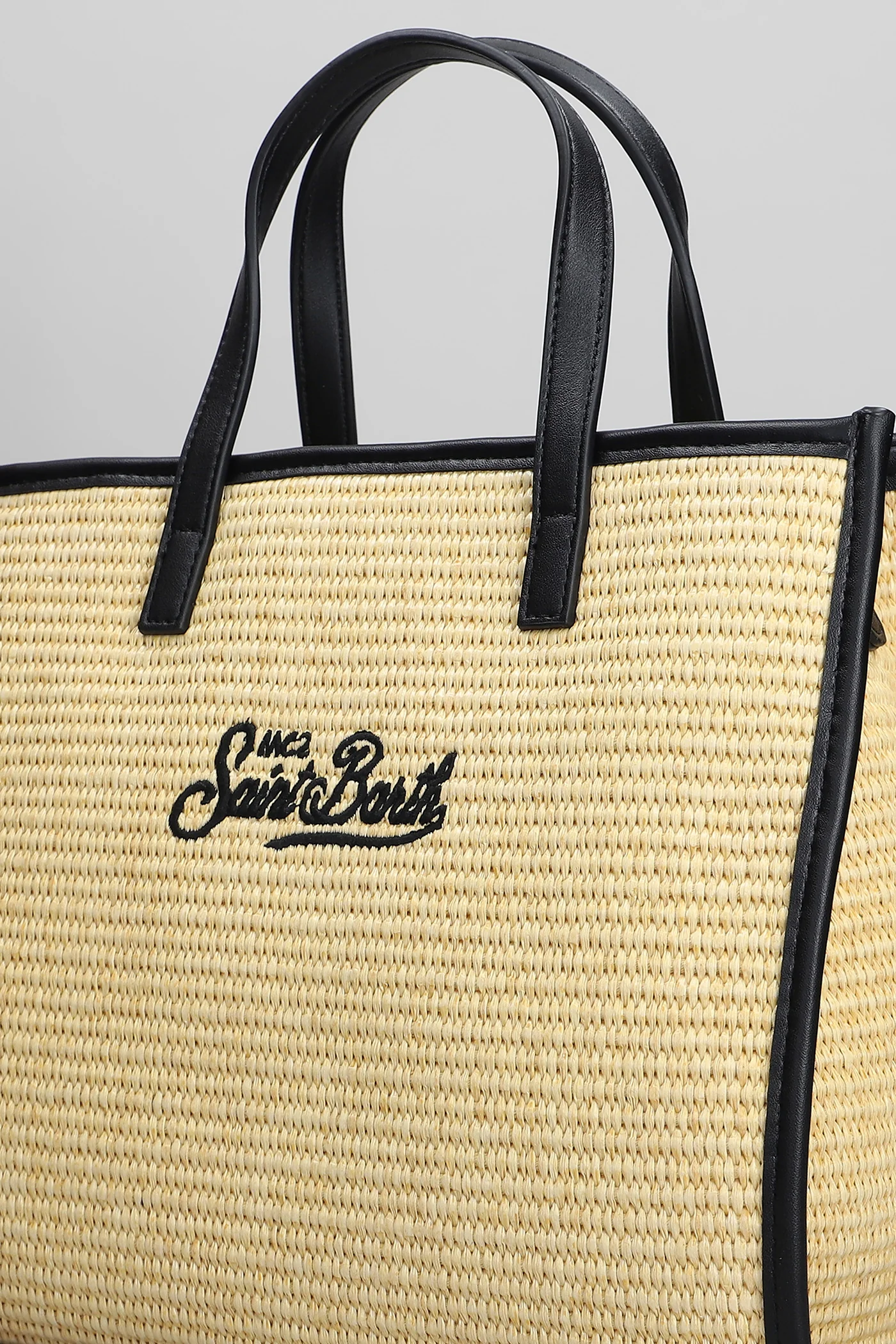 Vivian mini straw Tote in beige raffia - Image 4