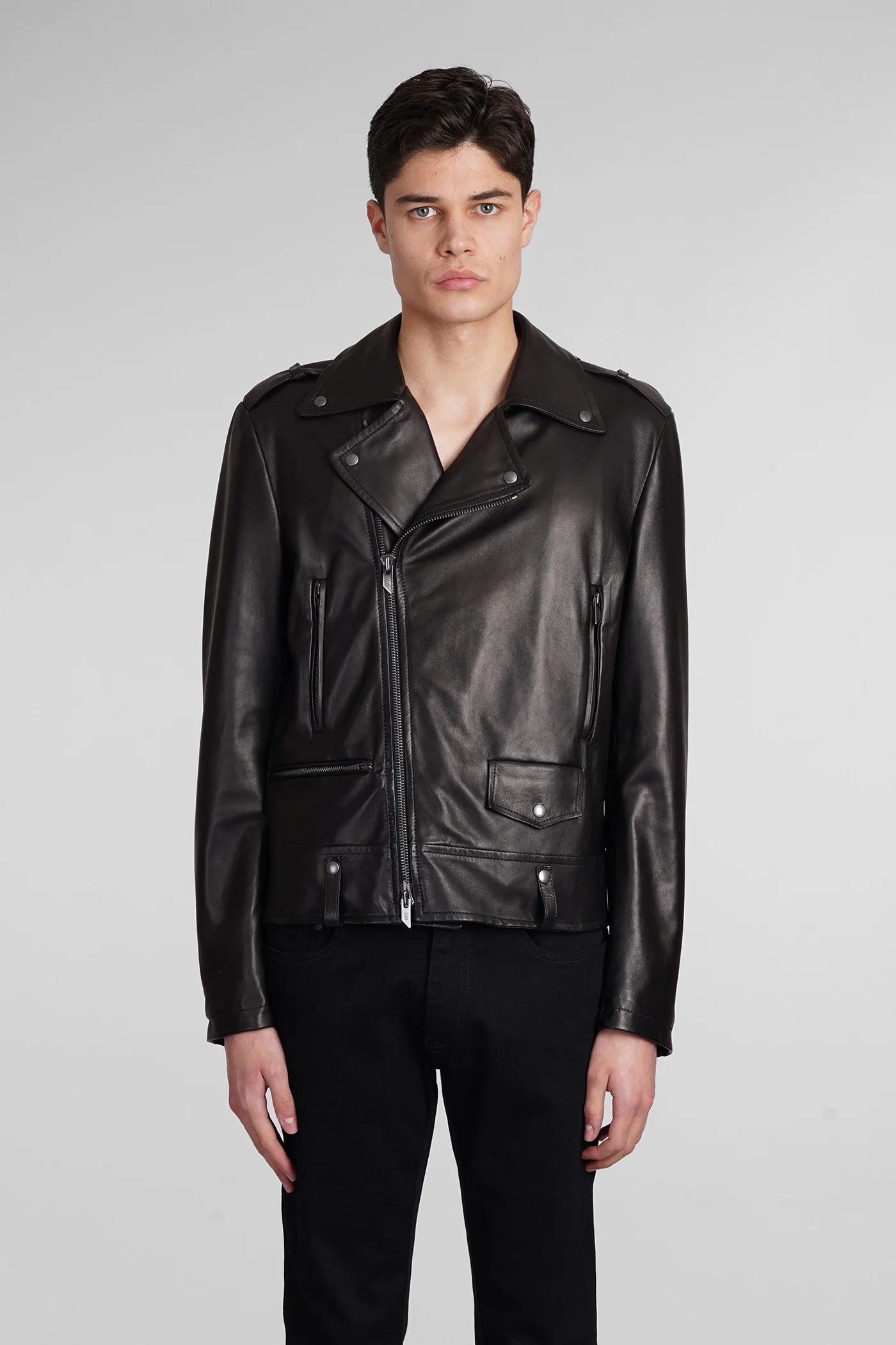 Biker jacket in black leather