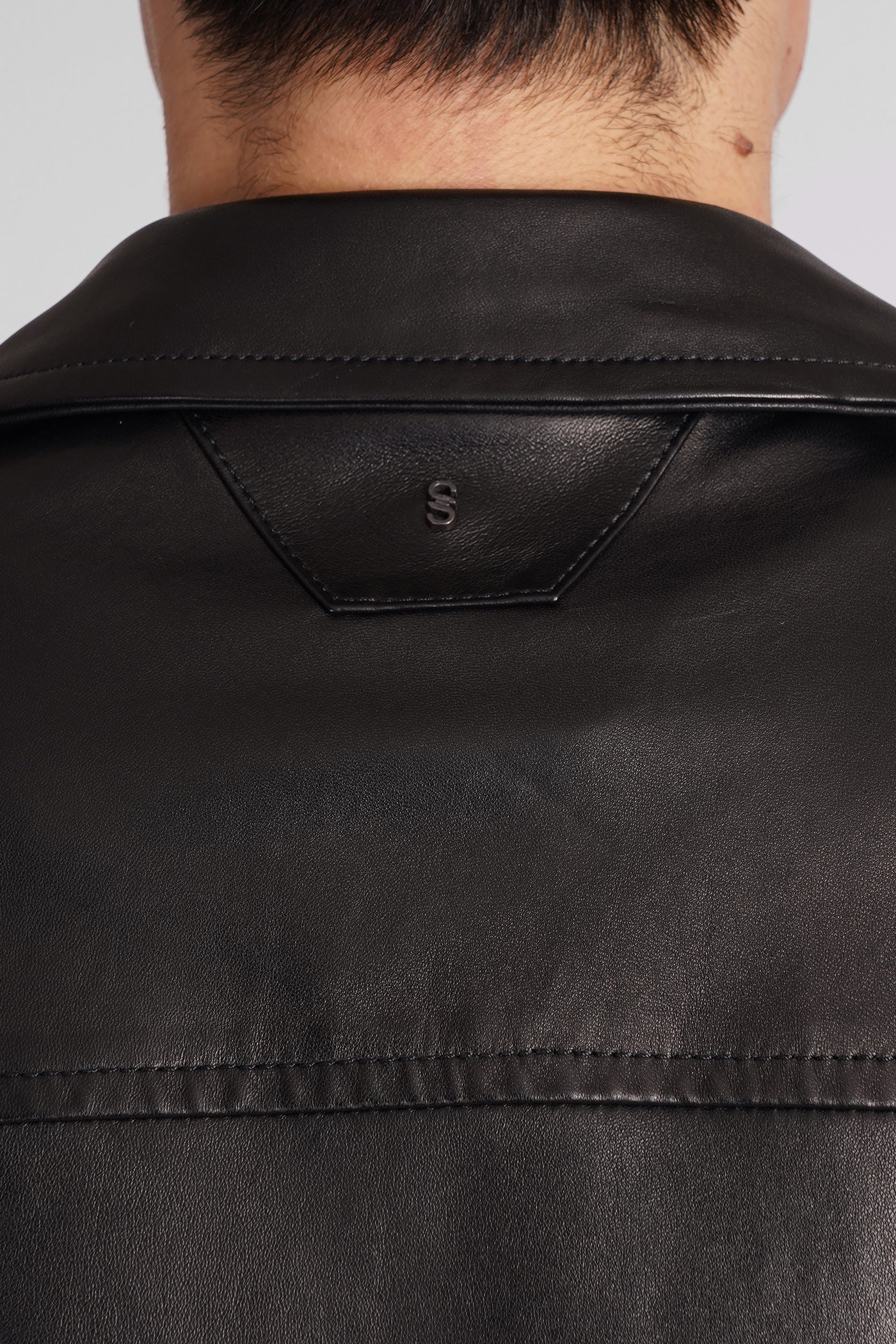 Biker jacket in black leather - Image 5
