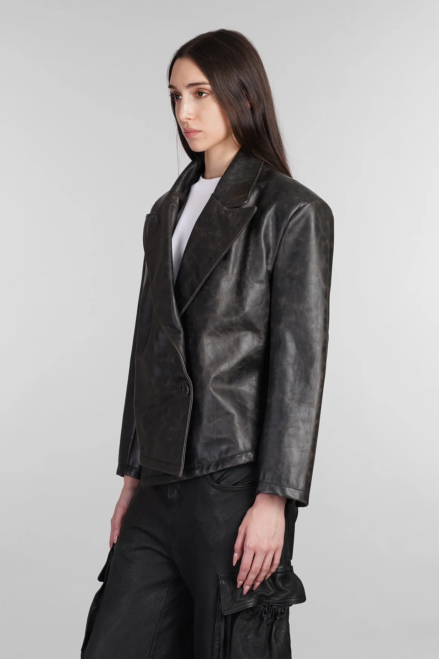 Blazer in black leather - Image 4
