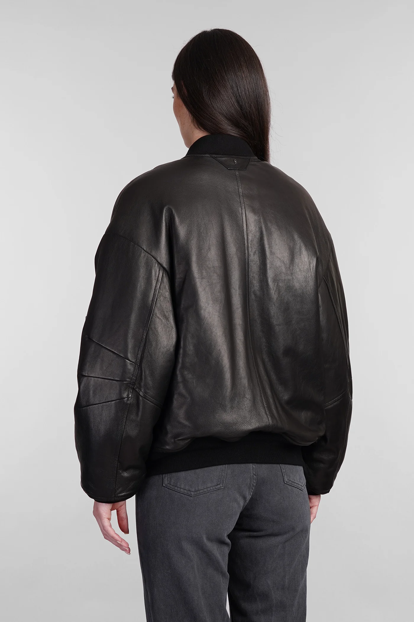 Bomber Jacket in black leather - Image 3