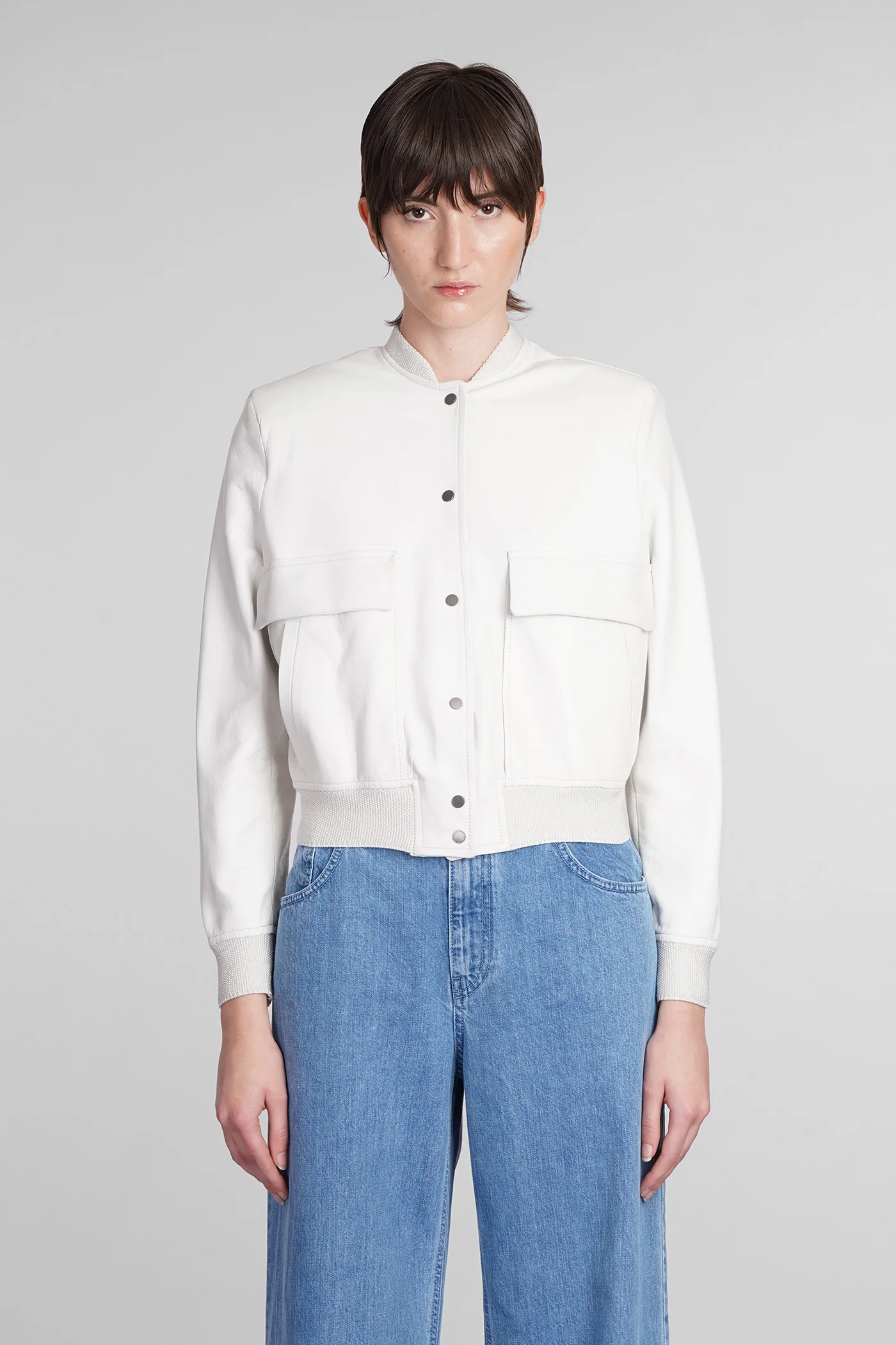 Bomber Jacket in white leather - Image 11