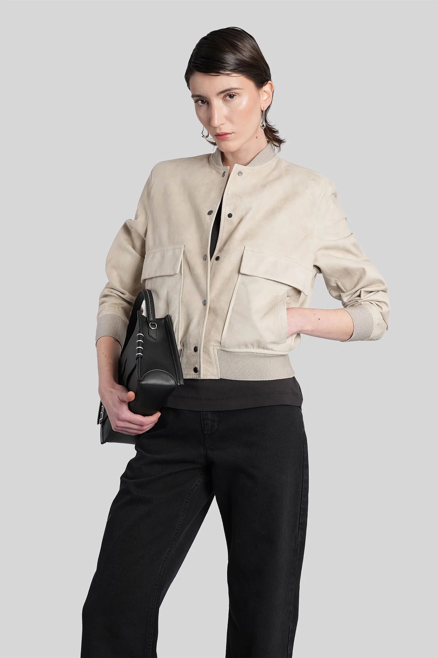Leather jacket in beige leather - Image 2
