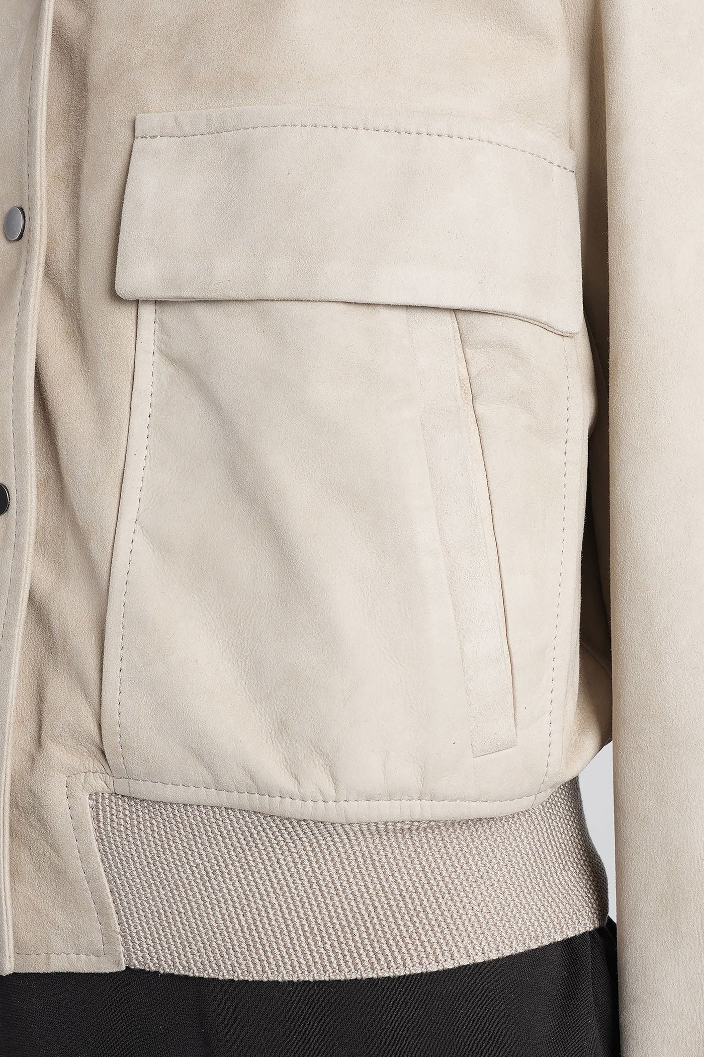 Leather jacket in beige leather - Image 5