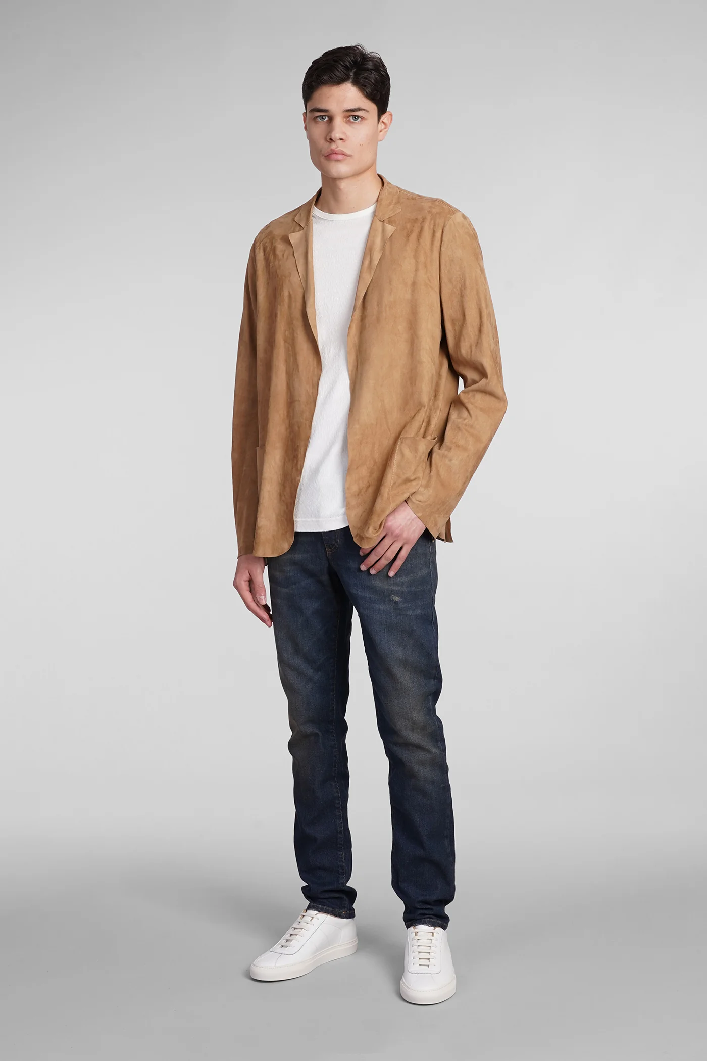 Leather jacket in beige suede - Image 2