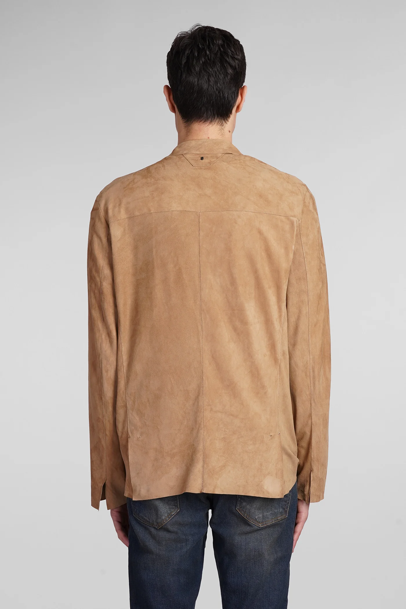 Leather jacket in beige suede - Image 3
