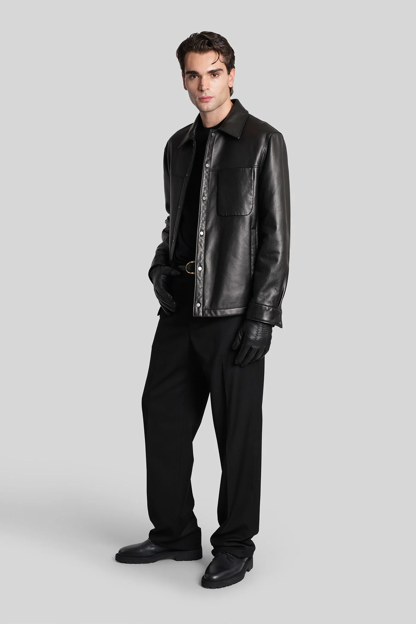 Leather jacket in black leather - Image 47