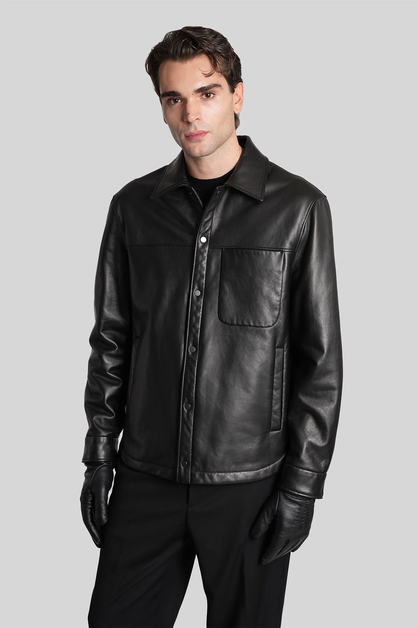 Leather jacket in black leather - Image 51