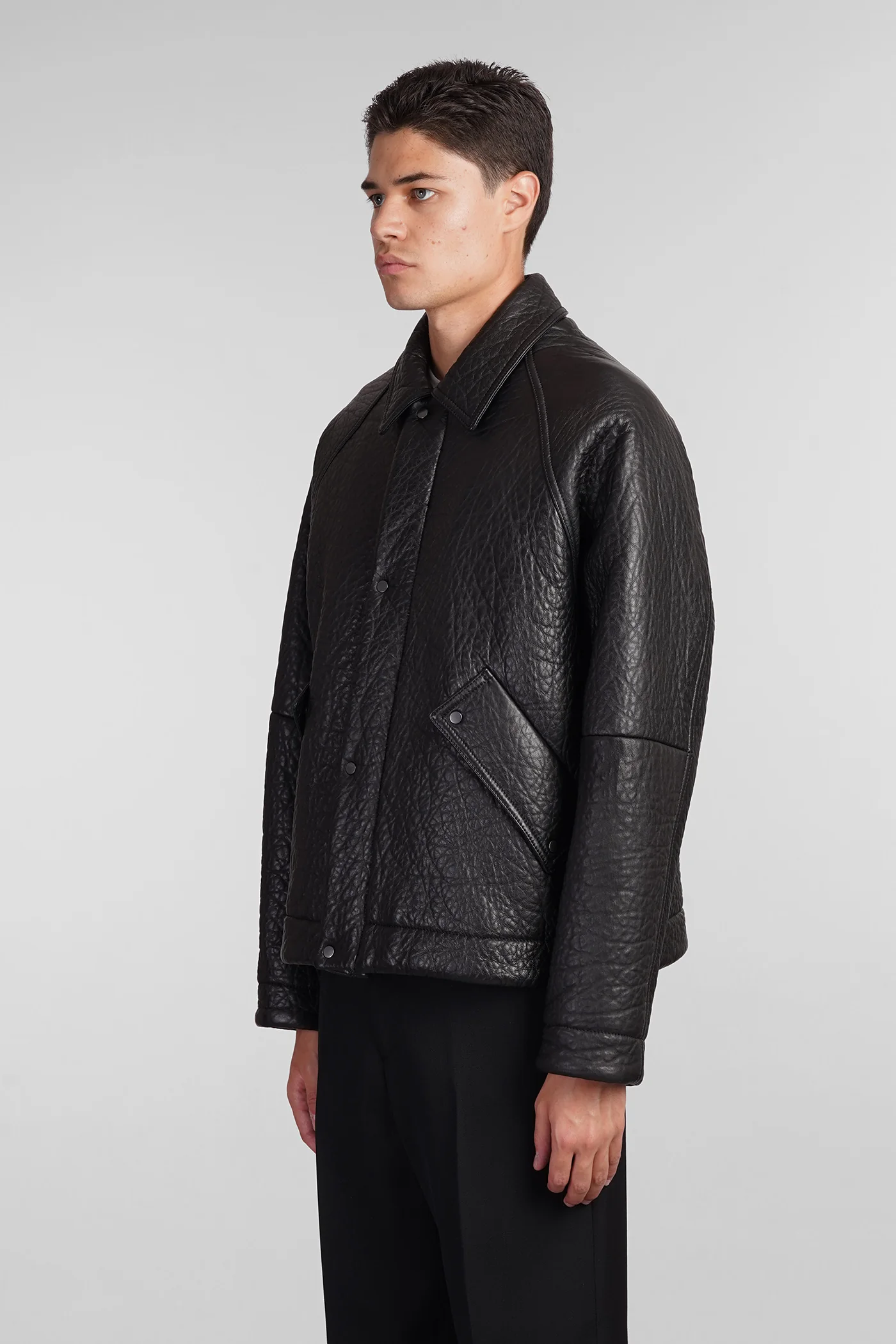 Leather jacket in black leather - Image 4