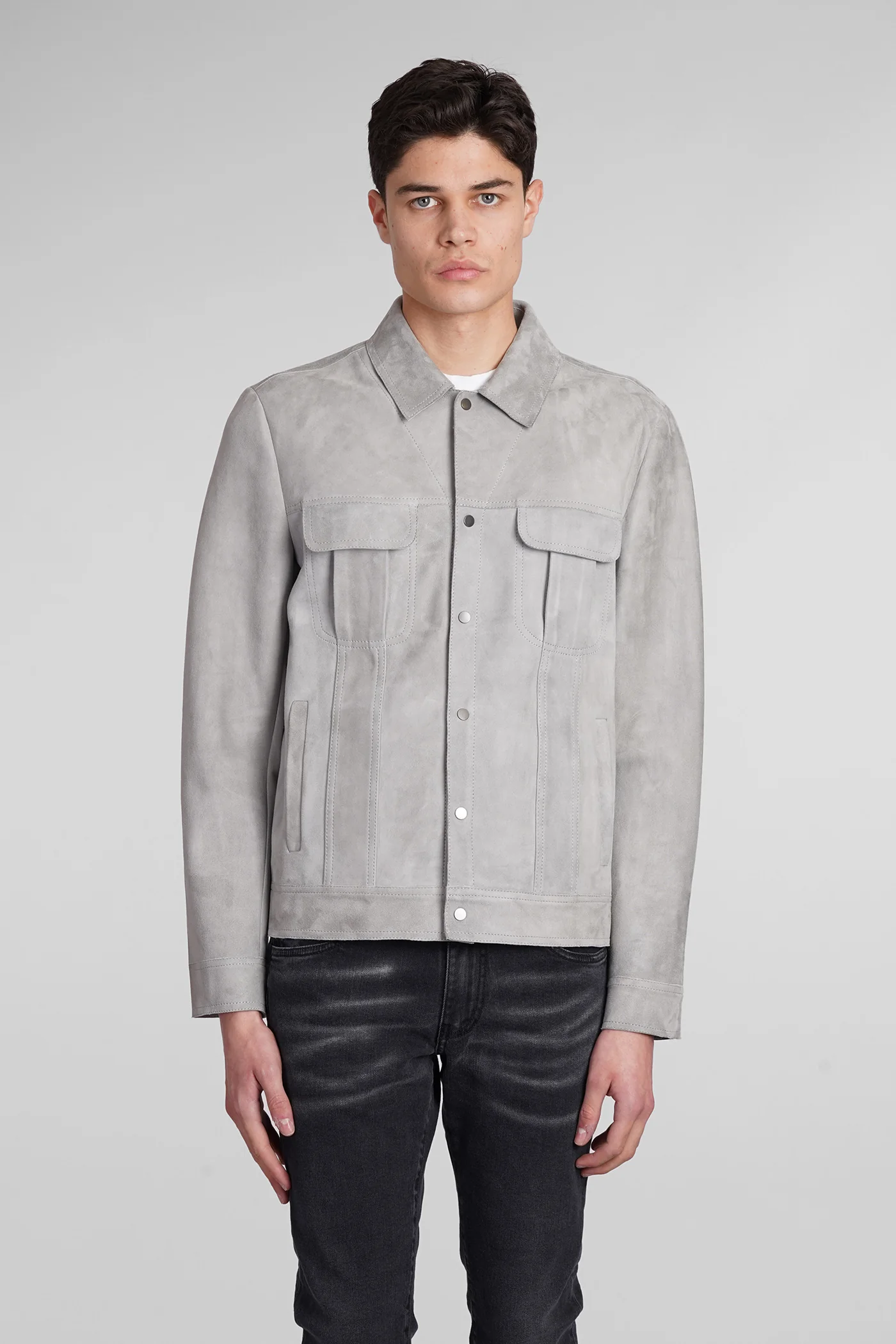 Leather jacket in grey leather
