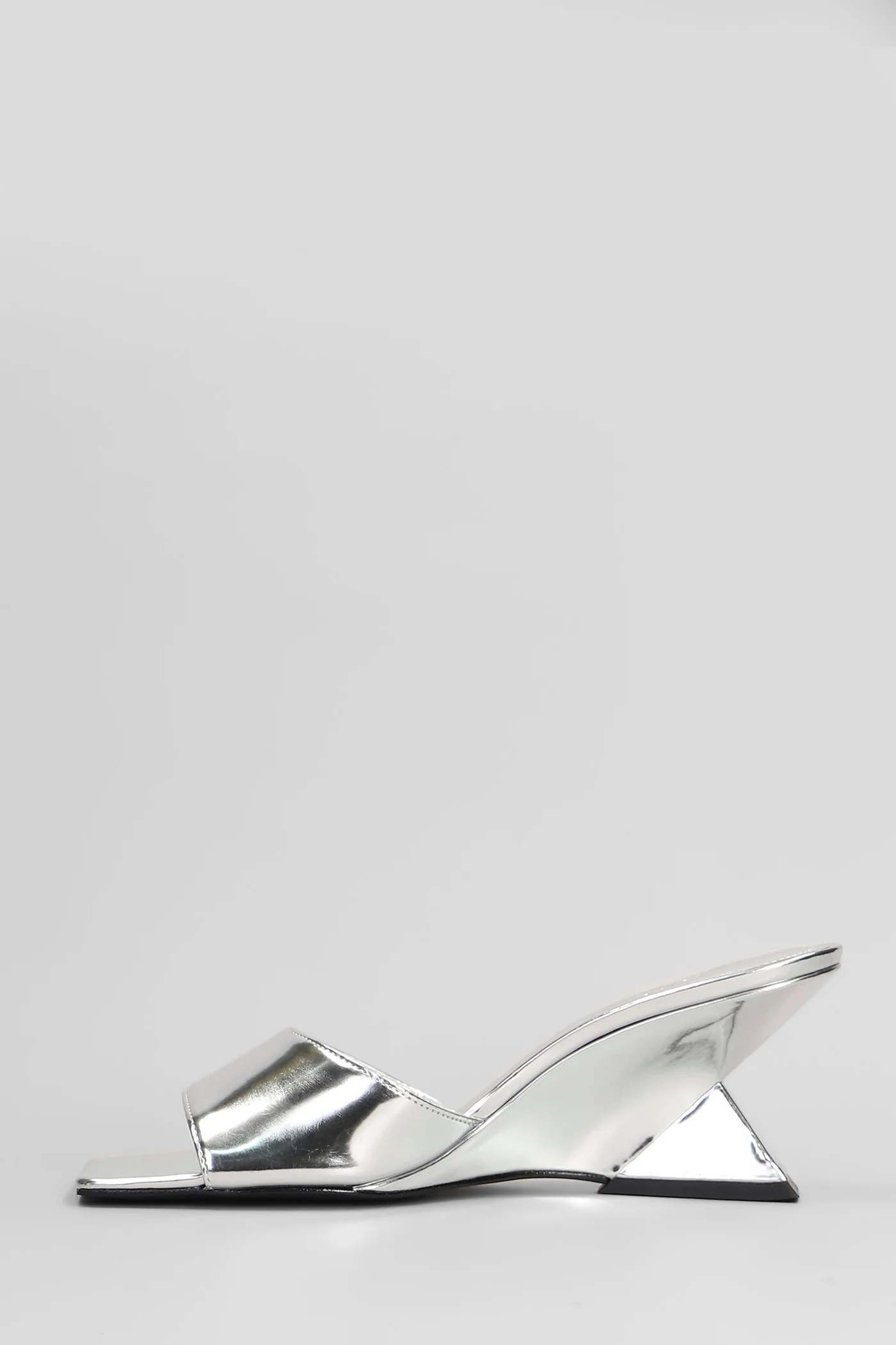 Abbie Sculpt Slipper-Mule in silver leather - Image 3